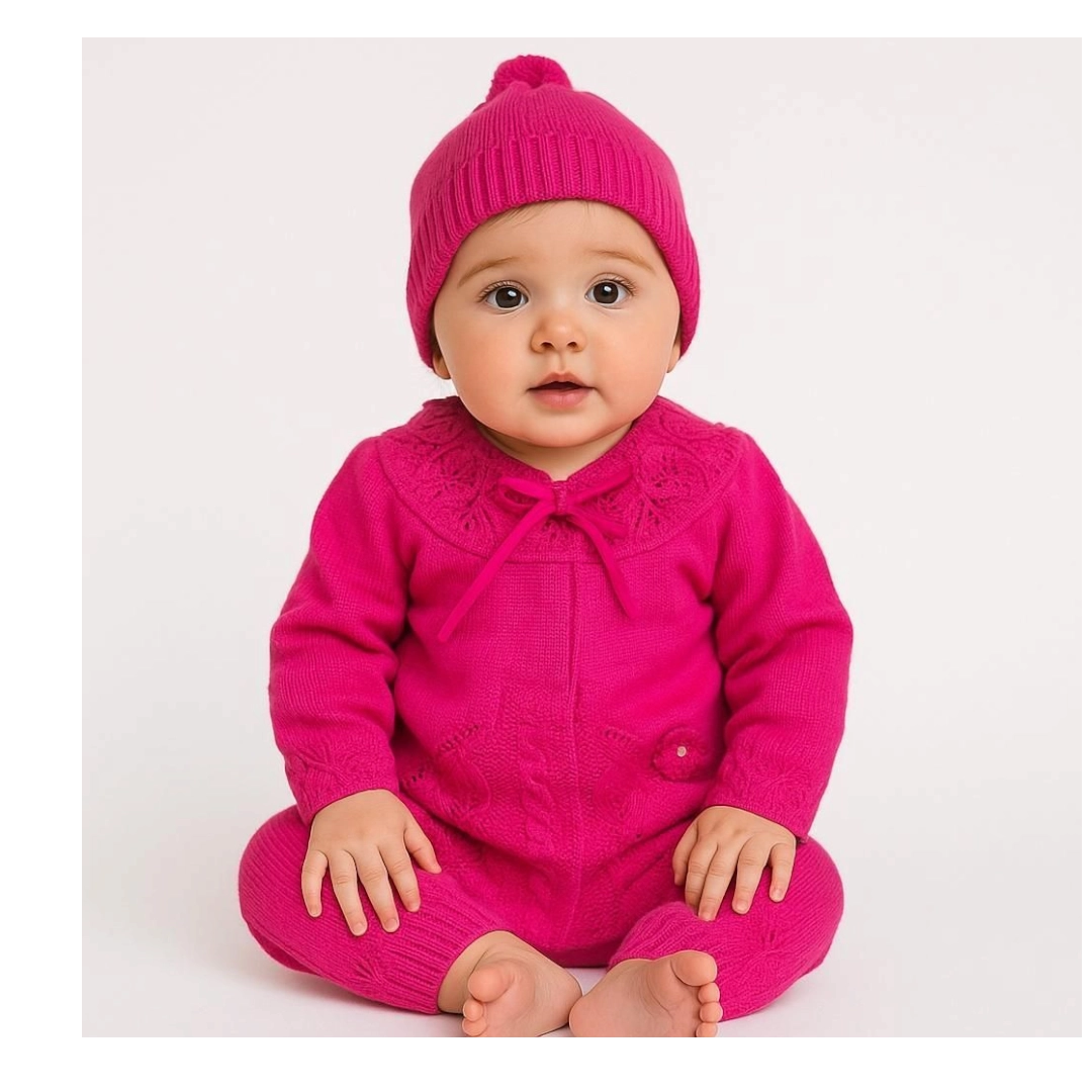 Woolen baby Frock suit with Cap