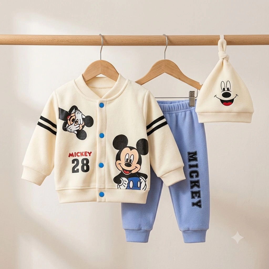 SK Winter Fleece Velvet Pajama Shirt With Cap(0-3 months)