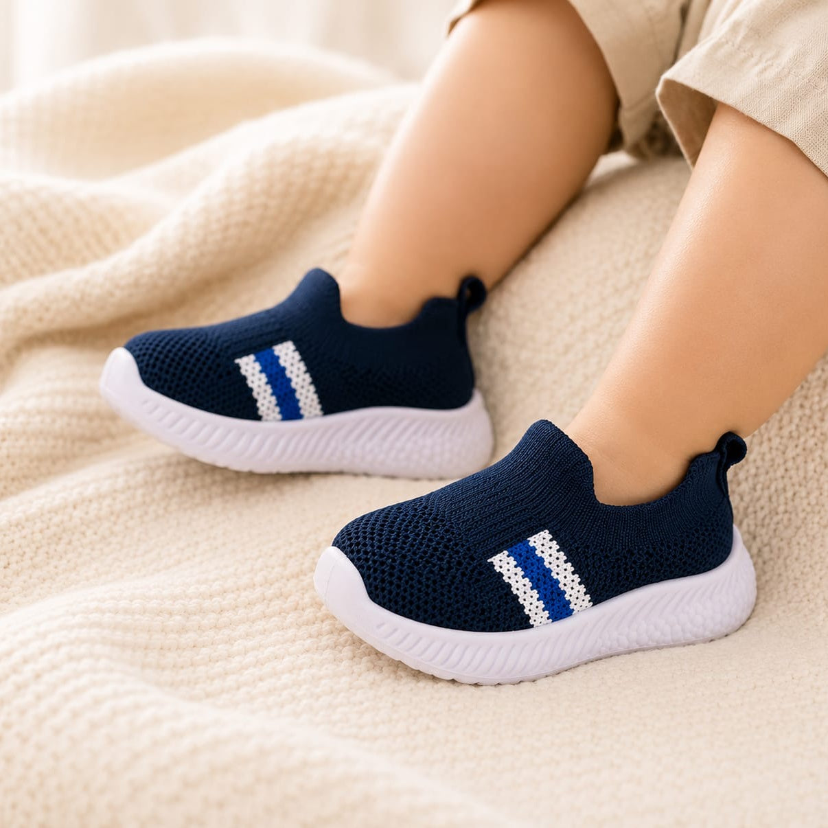 Kids Sneakers, Boys Sneakers, Girls Sneakers, Unisex Kids Shoes, Knitted Sneakers, Slip-On Sneakers, Baby Sneakers, Imported Kids Shoes, Navy Blue Sneakers, Breathable Kids Shoes, Lightweight Sneakers, Soft Sole Shoes, Flexible Sole Shoes, Comfortable Kids Shoes, Everyday Kids Shoes, Casual Sneakers, First Walker Shoes, Baby Walking Shoes, Easy Wear Shoes, Stretch Knit Shoes, Striped Sneakers, White Sole Sneakers, Kids Footwear, Baby Shoes, Sizes 17-21, Little Spot Shoes