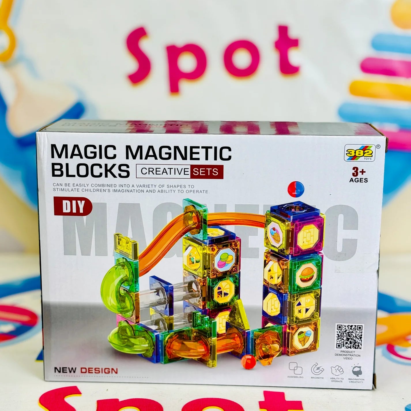 42-Piece Magnetic tiles with pipeline track – STEM Learning Building Blocks for Kids