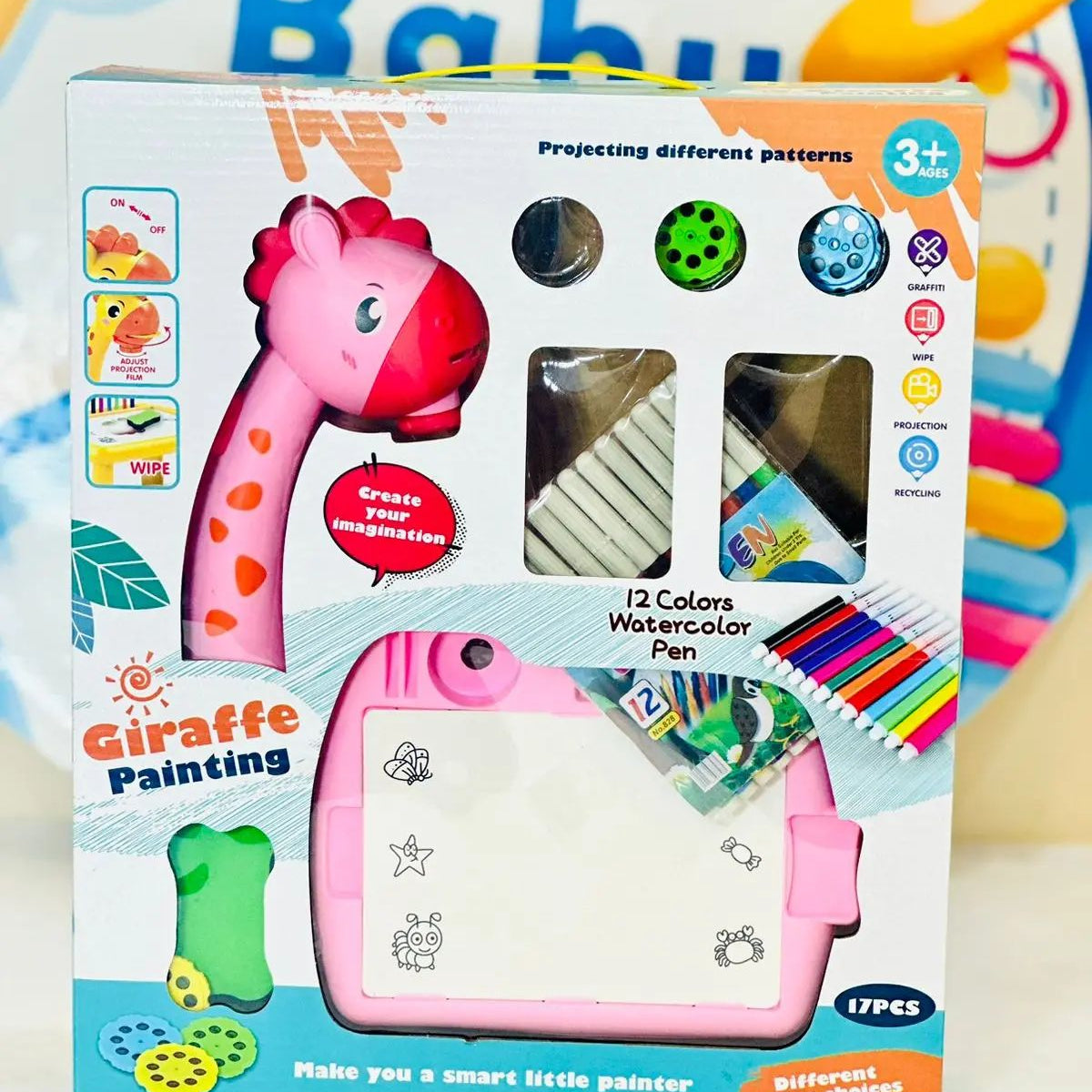 Giraffee painting table Pink