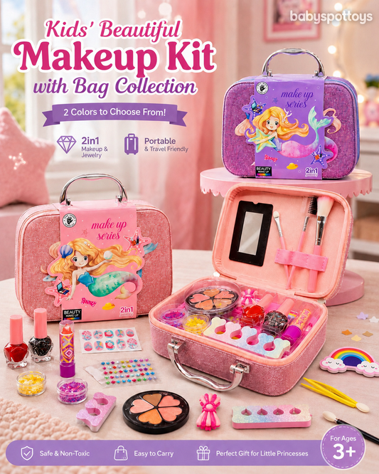 Kids' Beautiful Makeup Kit with Bag Collection