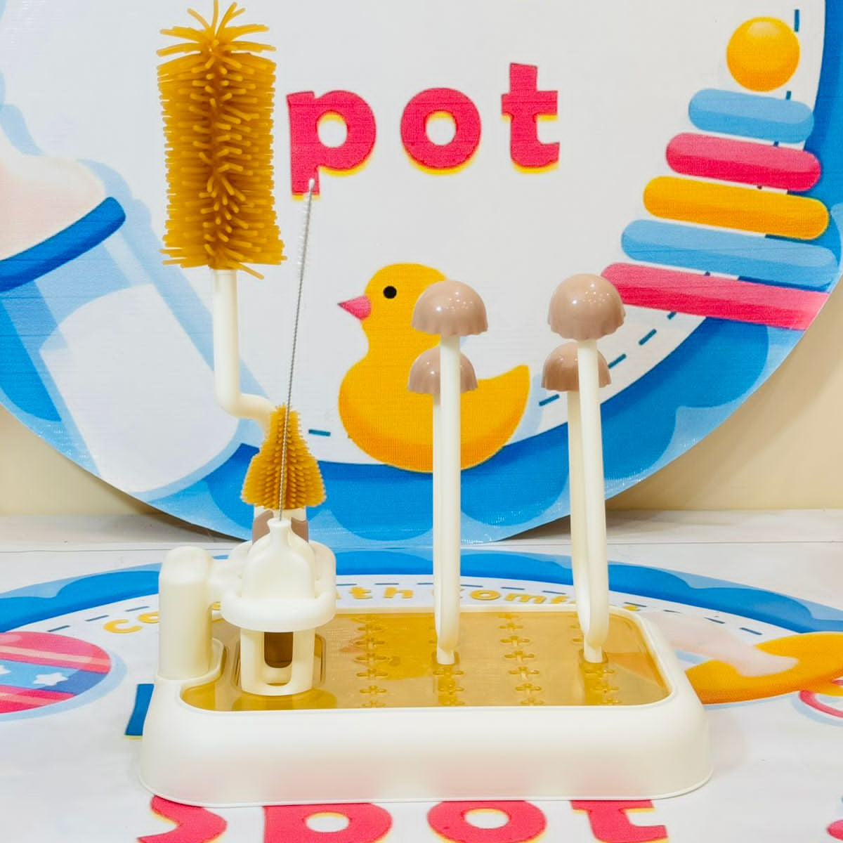 Baby Silicone Feeder Cleaning Brushes Set with Drying Stand