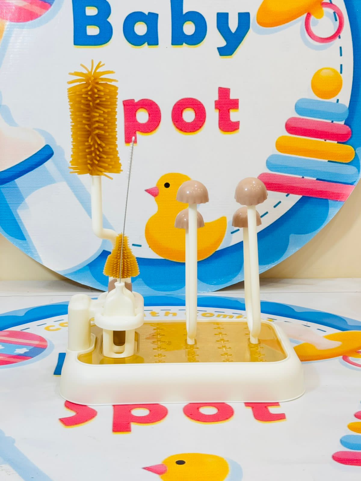 Baby Silicone Feeder Cleaning Brushes Set with Drying Stand