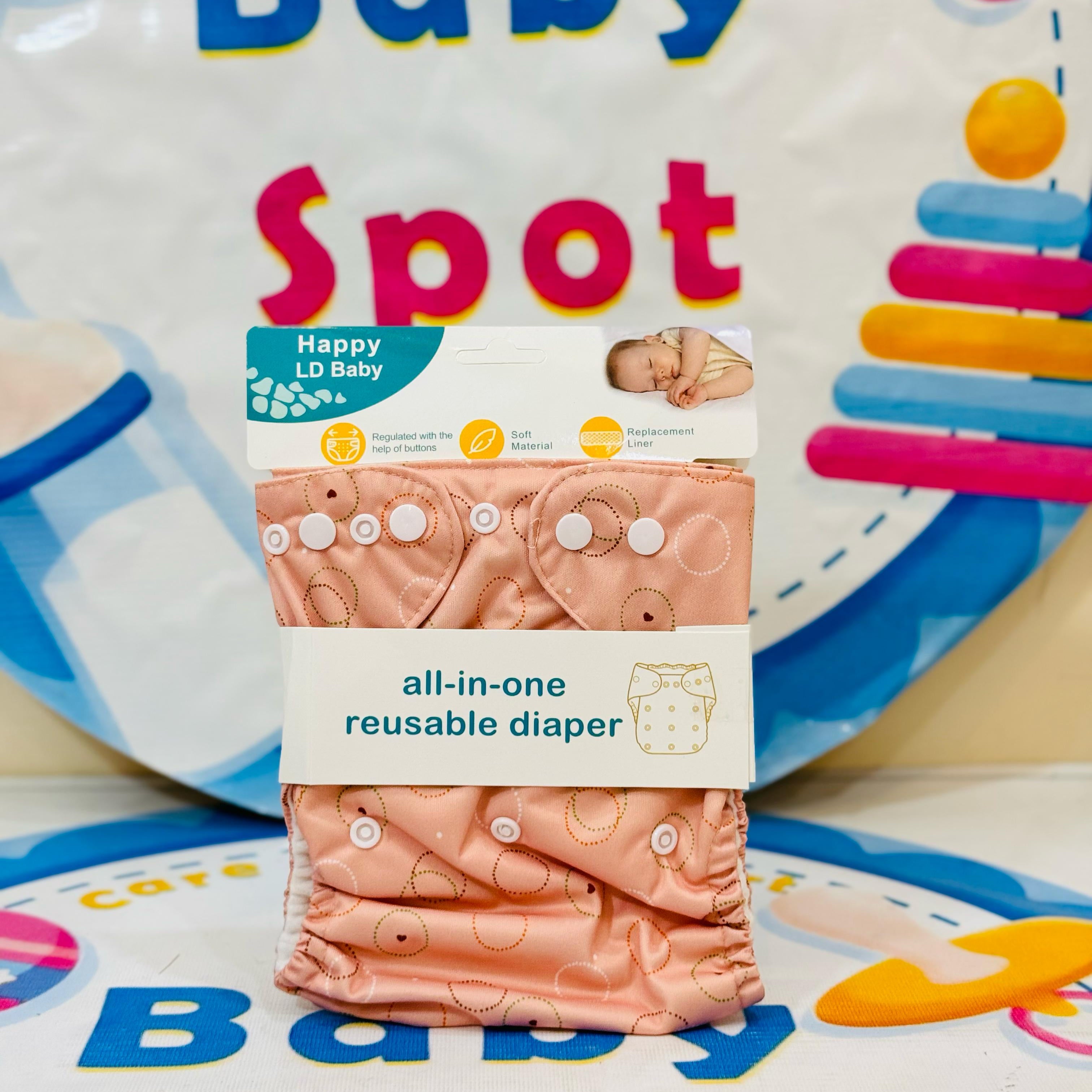 All in 1 reuseable Washable Diaper with liner(0-24m) adjustable