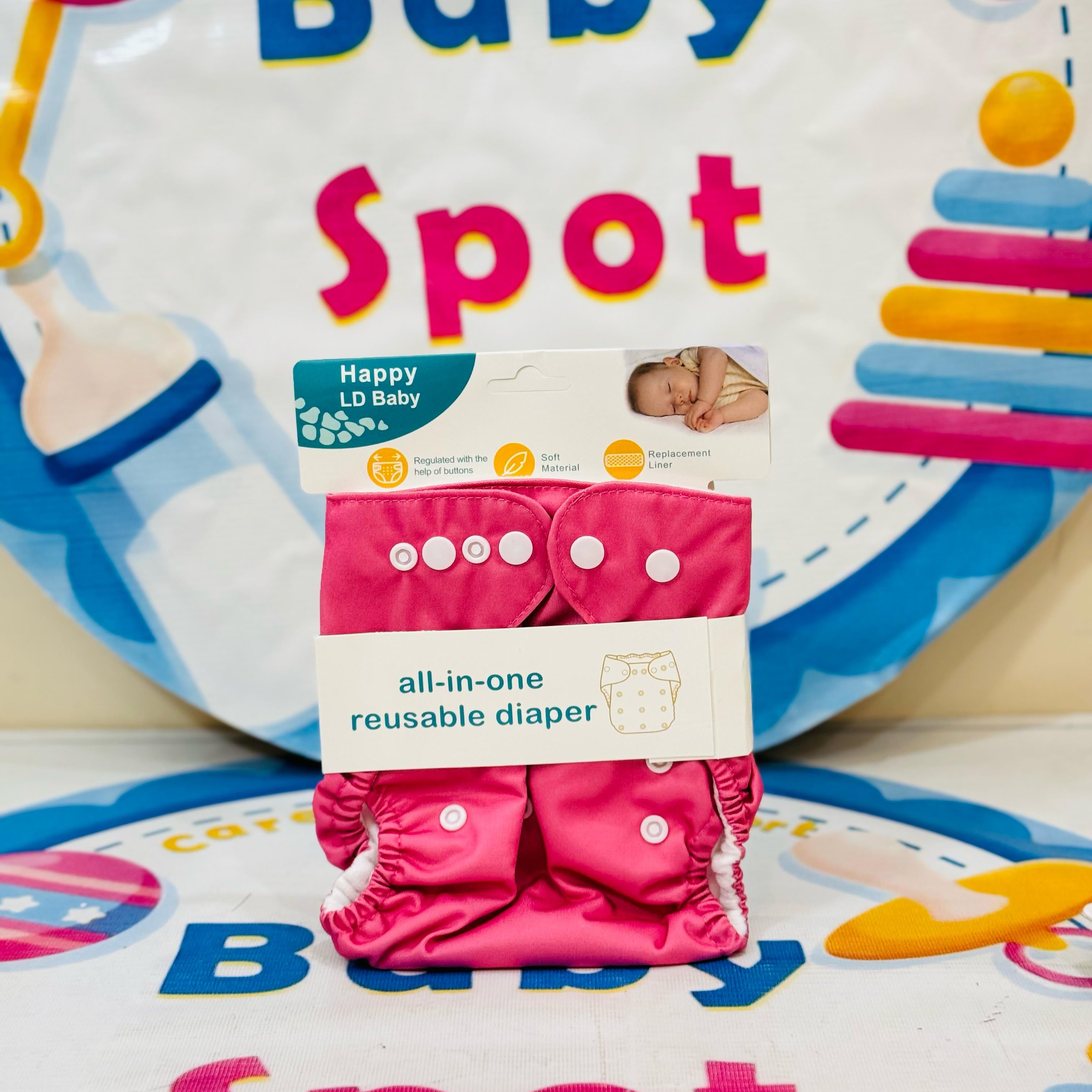 All in 1 reuseable Washable Diaper with liner(0-24m) adjustable