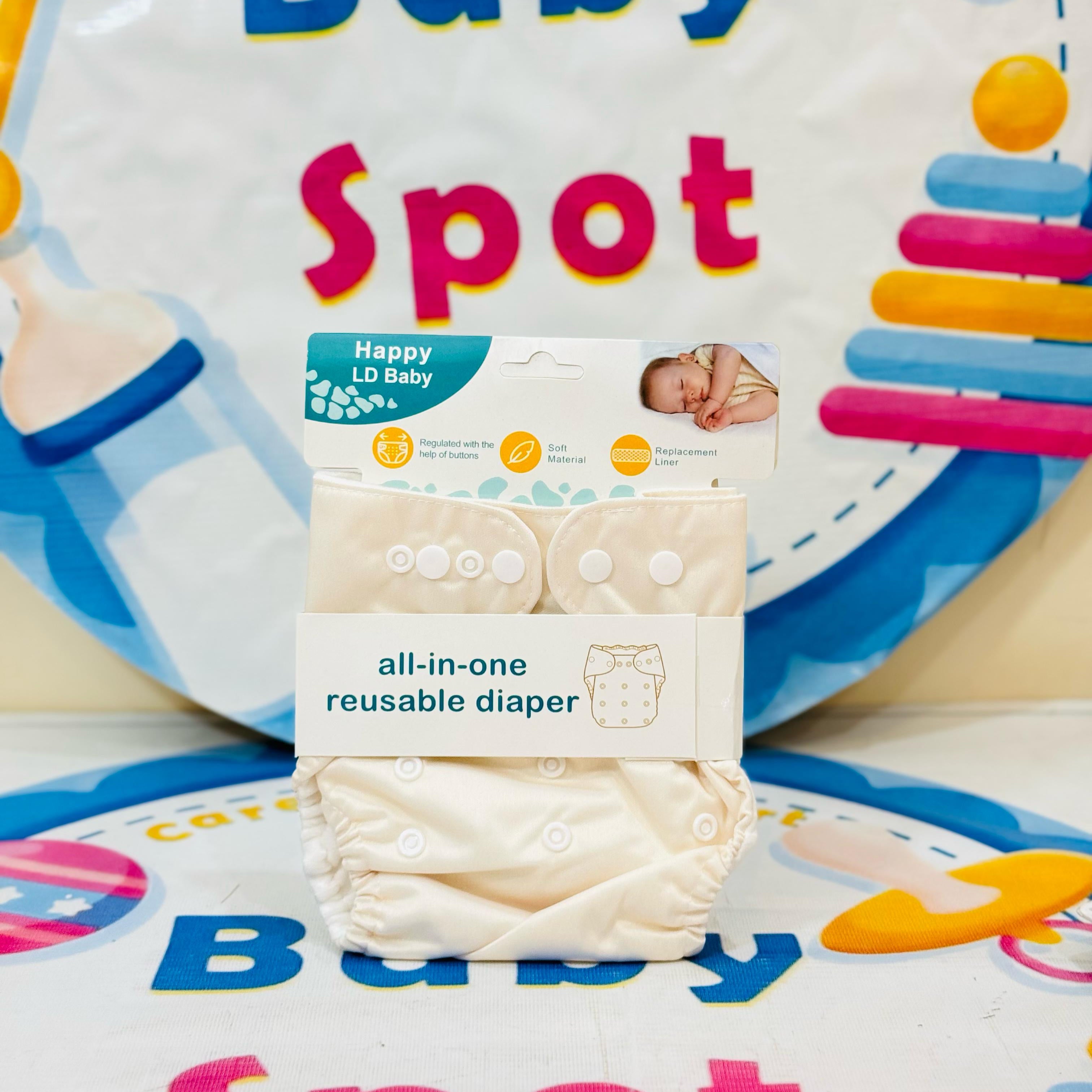 All in 1 reuseable Washable Diaper with liner(0-24m) adjustable