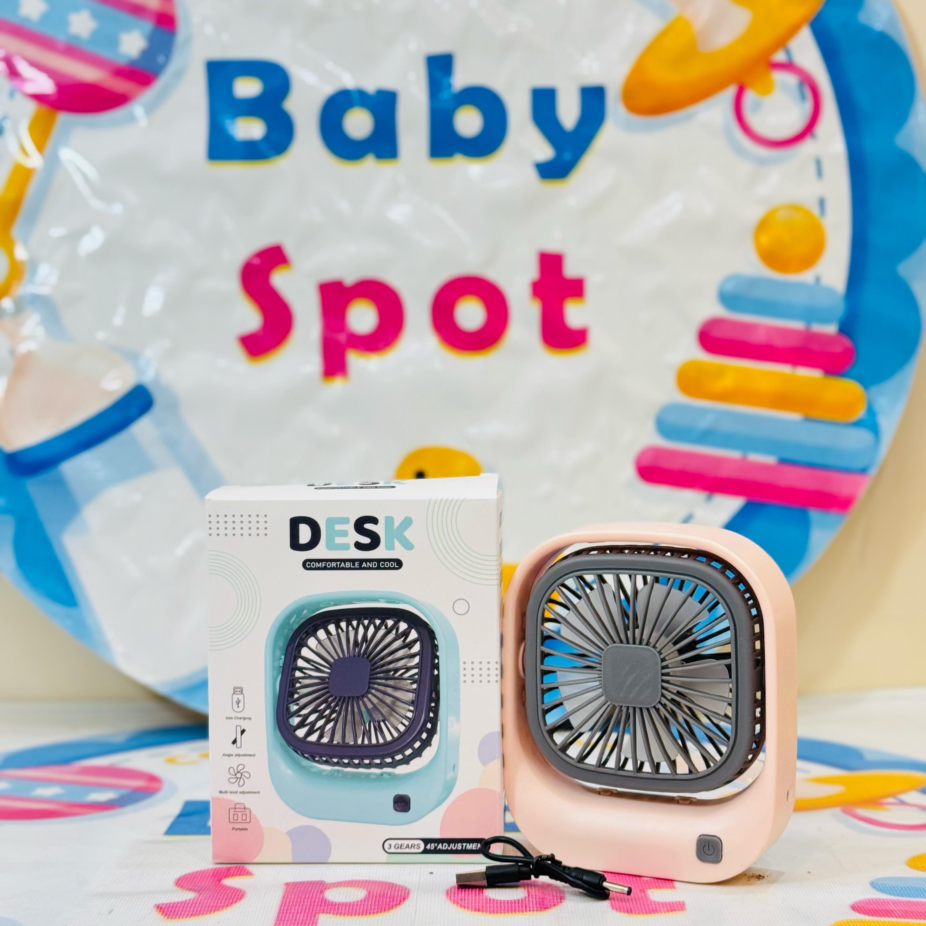 Cool Breeze at Your Desk or On-the-Go!

Introducing our Imported Rechargeable Mini Desk Fans — compact, powerful, and perfect for babies, moms, and daily use! Now available in cute, premium designs at Baby Spot.

Features:

3-Speed Adjustable Settings

Rechargeable & Cordless Convenience

Lightweight and Baby-Friendly

Compact Design – Ideal for Desks, Study Tables, Diaper Bags & Strollers

High-Quality Silent Motor for Smooth Cooling

4-Way Angle Adjustment for Perfect Airflow

Perfect for:

Hot Summer Day