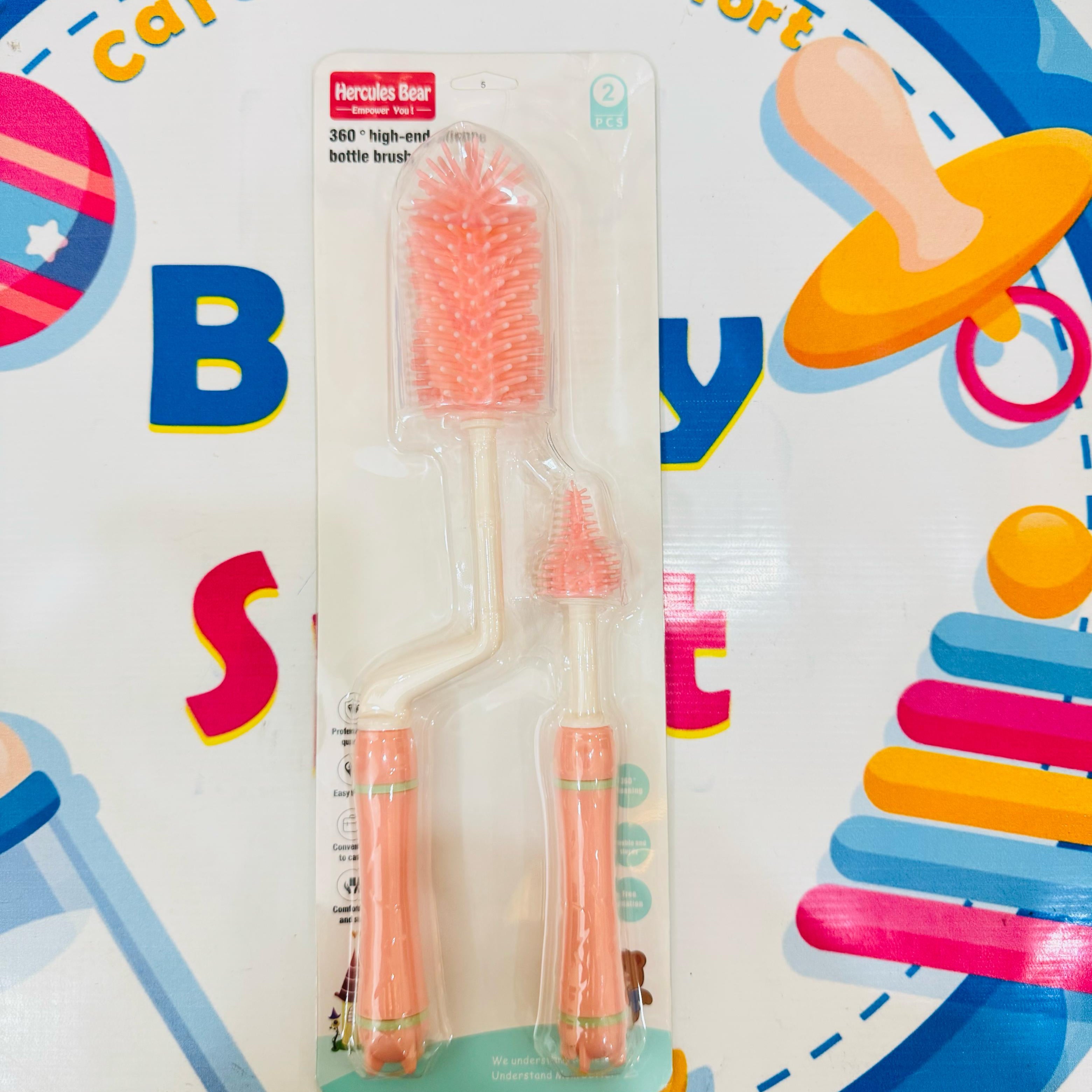 🍼✨ Premium Silicone Baby Feeder Brushes (360° Rotation) ✨🍼
Your baby's hygiene starts with the perfect clean! 👶💧

Introducing our high-end silicone bottle brush set – designed for effortless cleaning, maximum hygiene, and mom-approved convenience 💕

🔹 Product Features:
✔️ 360° Rotation for deep cleaning
✔️ Made from soft, durable & food-grade silicone
✔️ Scratch-free & safe for all bottle types
✔️ Ergonomic grip – easy to handle
✔️ Includes 2 brushes – for bottle + nipple
✔️ Anti-bacterial & heat-resi