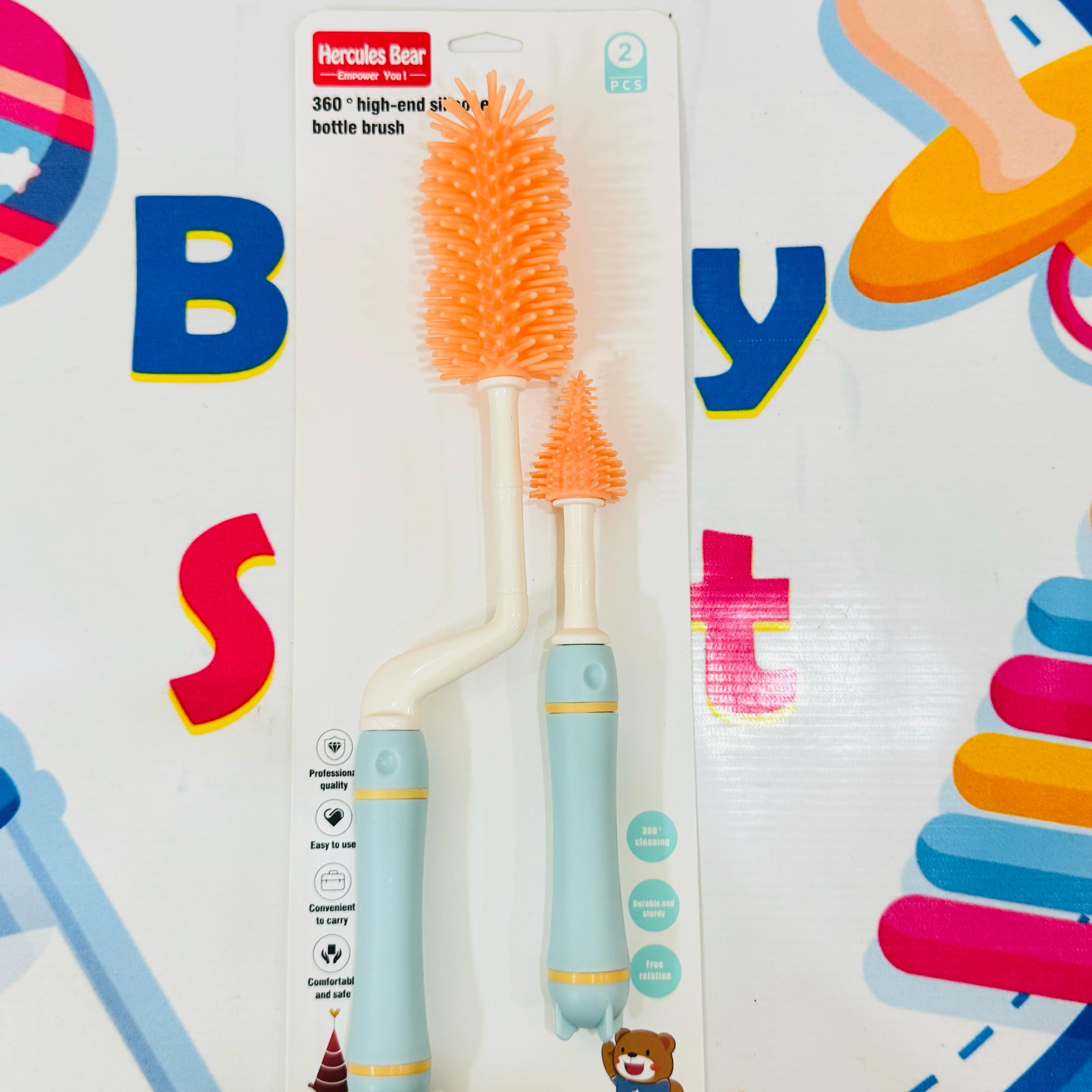 🍼✨ Premium Silicone Baby Feeder Brushes (360° Rotation) ✨🍼
Your baby's hygiene starts with the perfect clean! 👶💧

Introducing our high-end silicone bottle brush set – designed for effortless cleaning, maximum hygiene, and mom-approved convenience 💕

🔹 Product Features:
✔️ 360° Rotation for deep cleaning
✔️ Made from soft, durable & food-grade silicone
✔️ Scratch-free & safe for all bottle types
✔️ Ergonomic grip – easy to handle
✔️ Includes 2 brushes – for bottle + nipple
✔️ Anti-bacterial & heat-resi