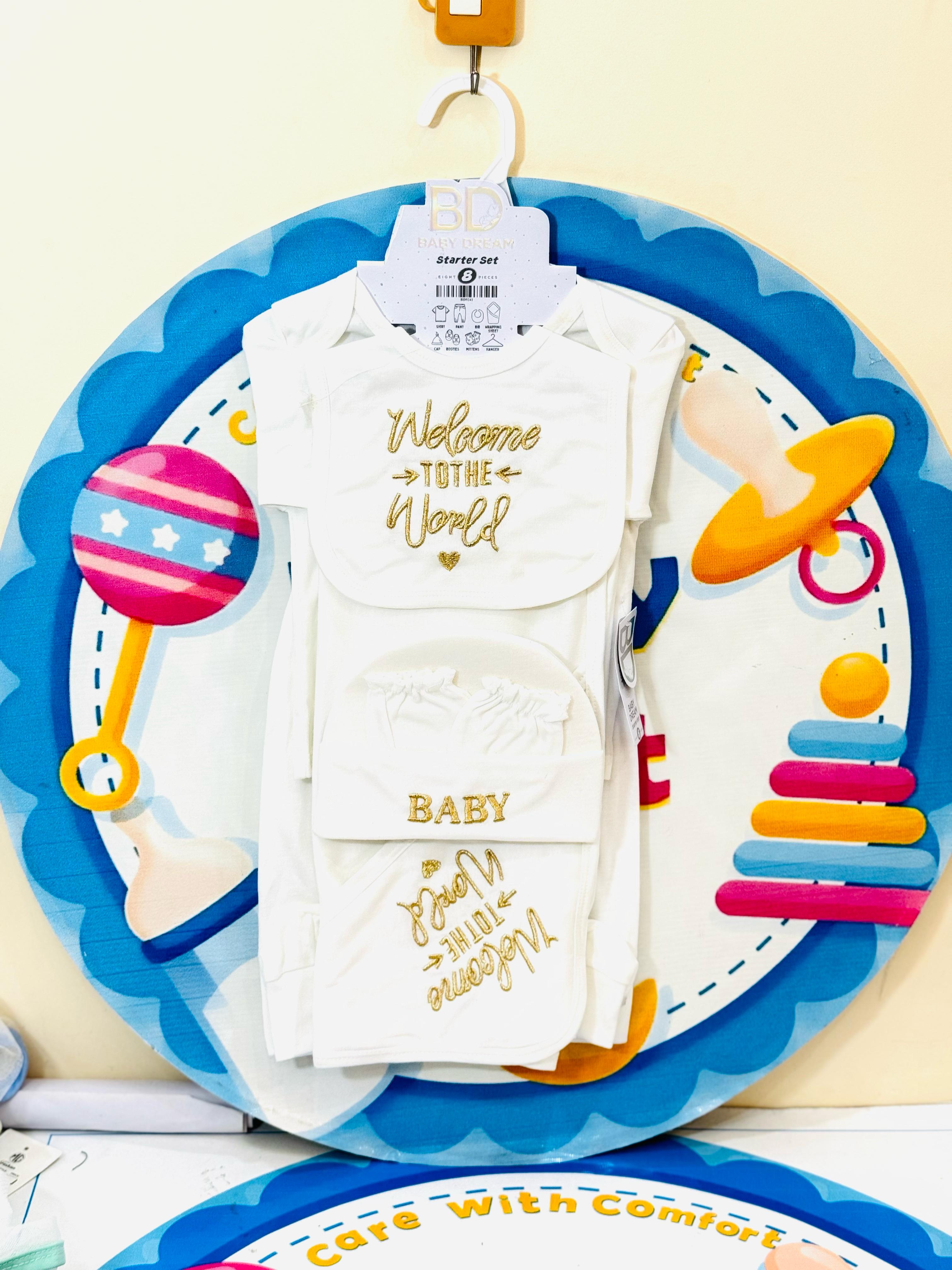 Here’s your updated and optimized Instagram product description for a 5-piece baby starter set (shirt, trouser, bib, cap, hanger), using trending keywords and hashtags relevant to baby clothing for newborns in Pakistan:


---

🧸 Baby 5 Pcs Blended Stuff Starter Set Collection 🌈👶

Make your newborn's first wardrobe special with our premium imported 5-piece starter set – designed with love and comfort for your baby’s delicate skin! 🇵🇰

💖 High-Quality Summer Material – Soft, breathable & gentle for newbo