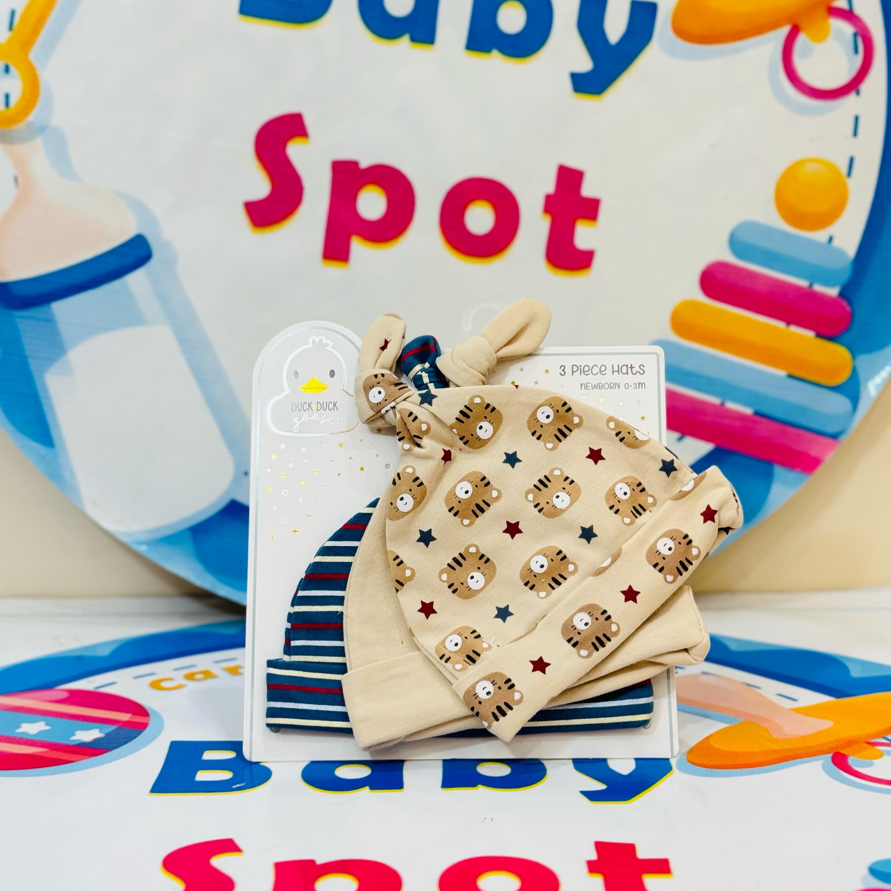 Sunnozy set of 3 knotted caps(0-6 months)