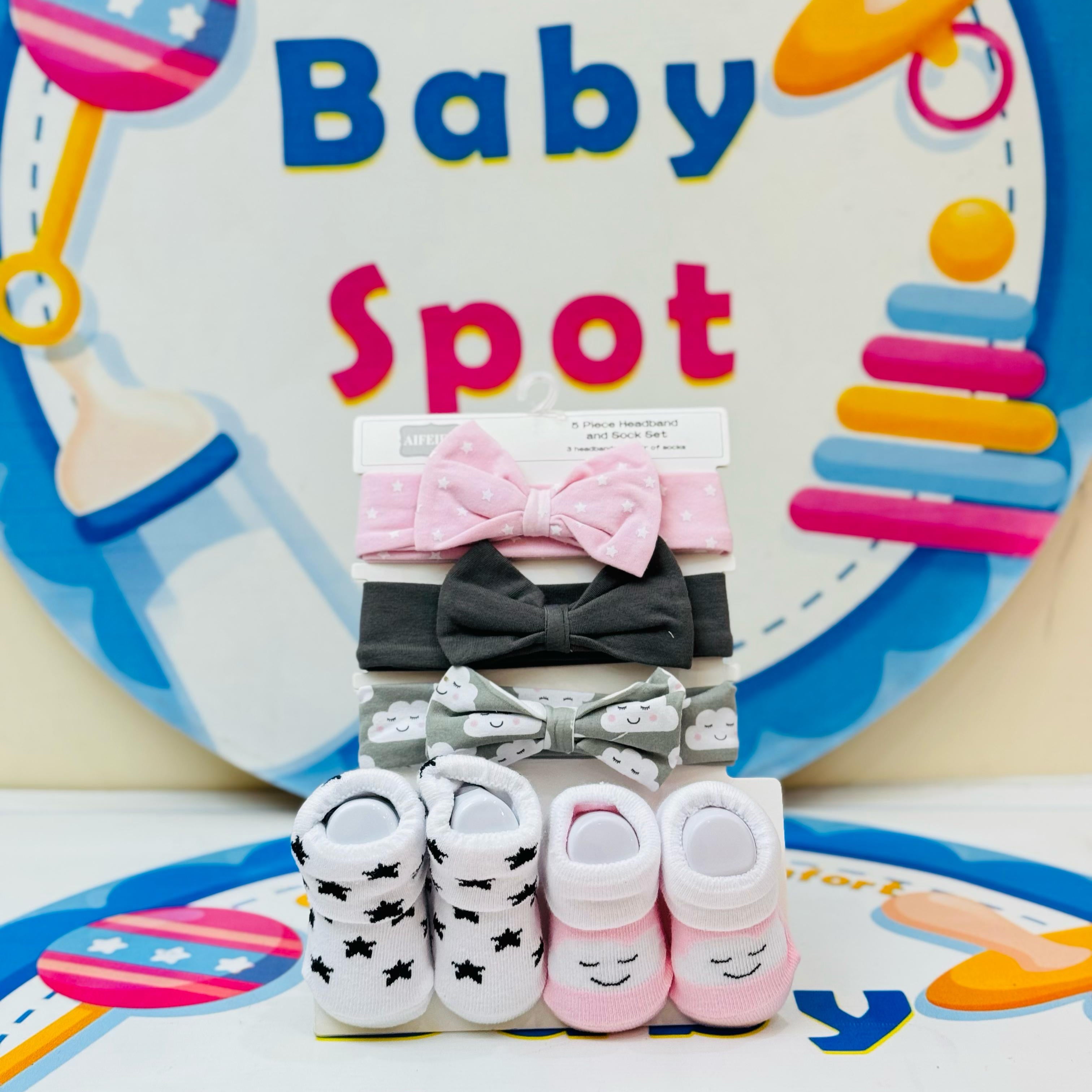 AIFEIER Girls Pack of 5 – Hair Bands + Socks Booties