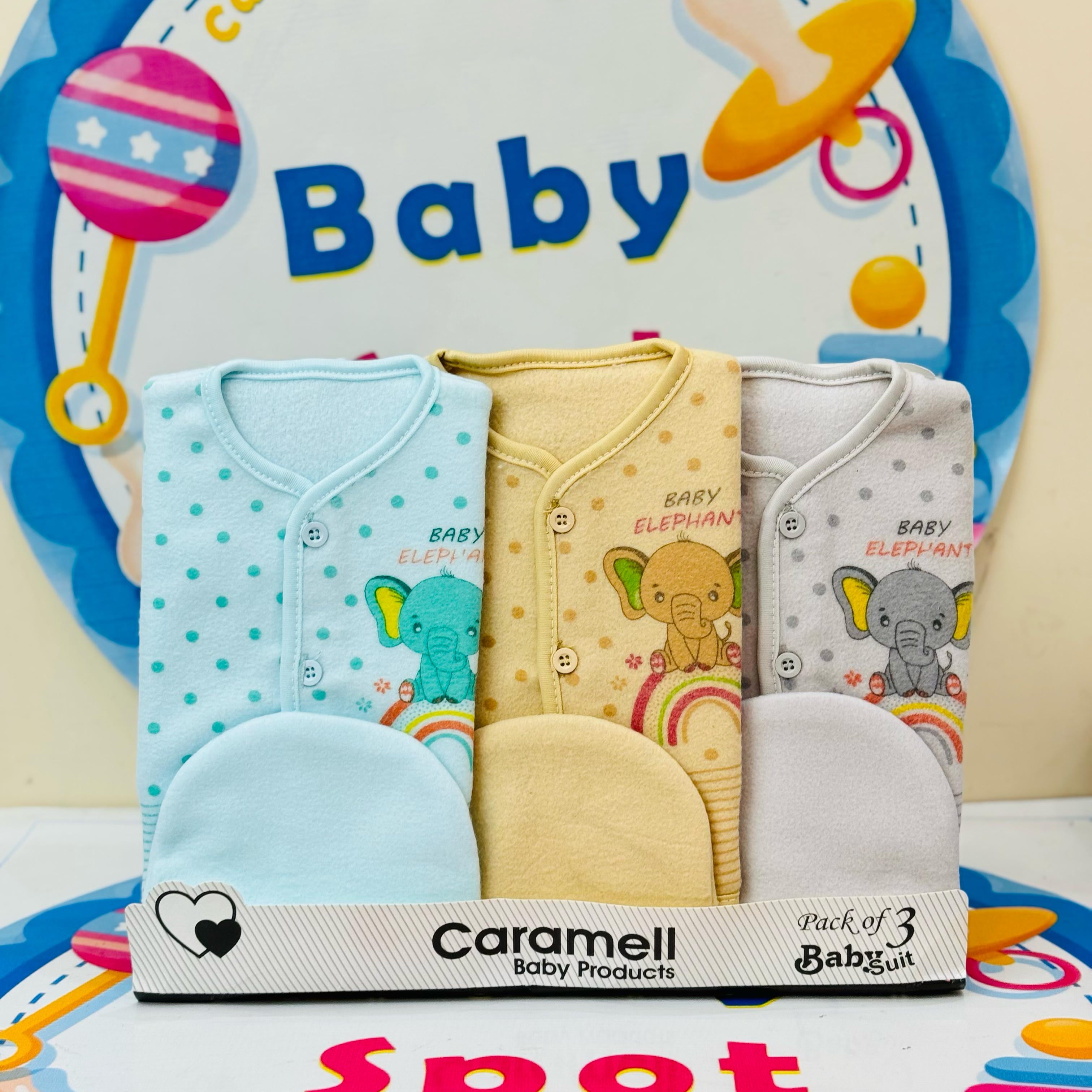 Baby Rommet Winter Baby Suits Set – Pack of 3 with Matching Cap – BabySpot