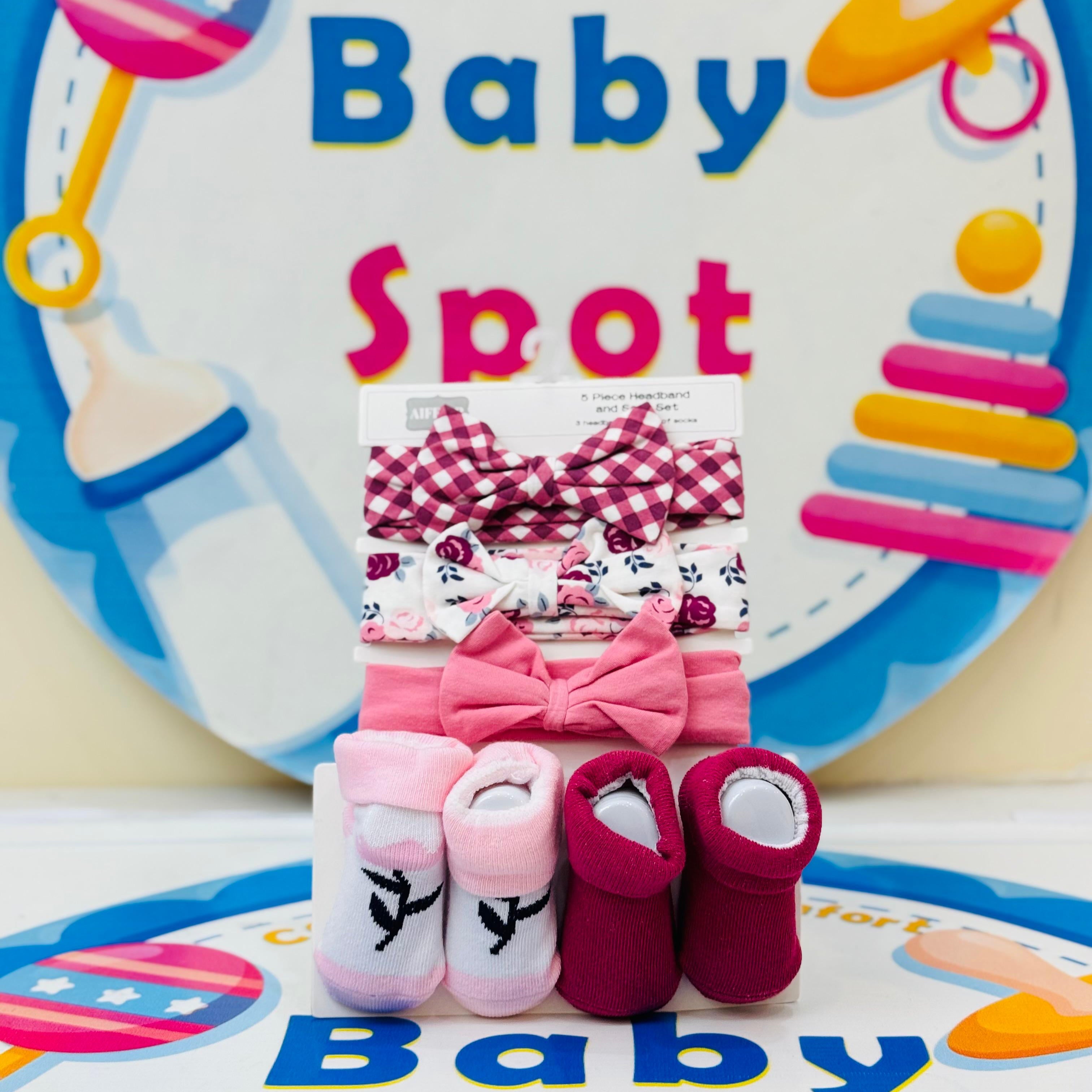 AIFEIER Girls Pack of 5 – Hair Bands + Socks Booties