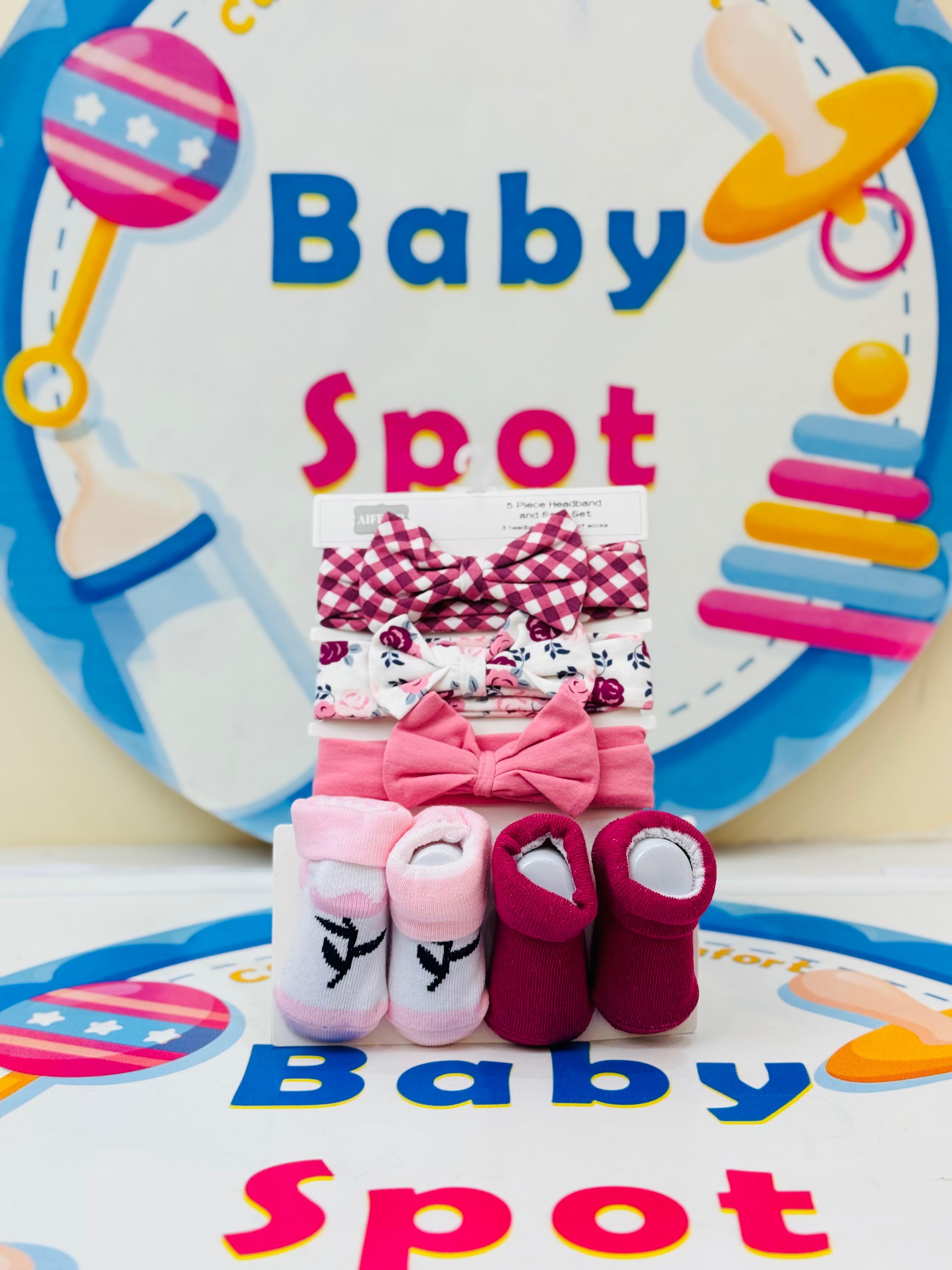 AIFEIER Girls Pack of 5 – Hair Bands + Socks Booties