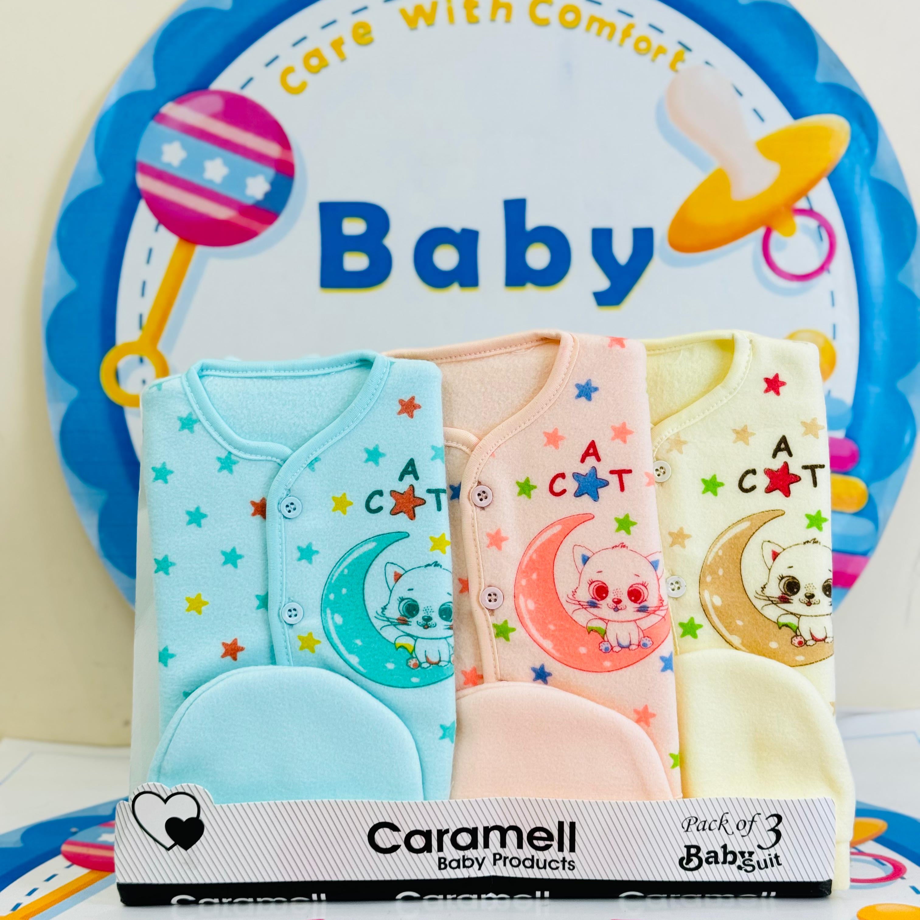 Winter Baby Suits Set – Pack of 3 with Matching Cap