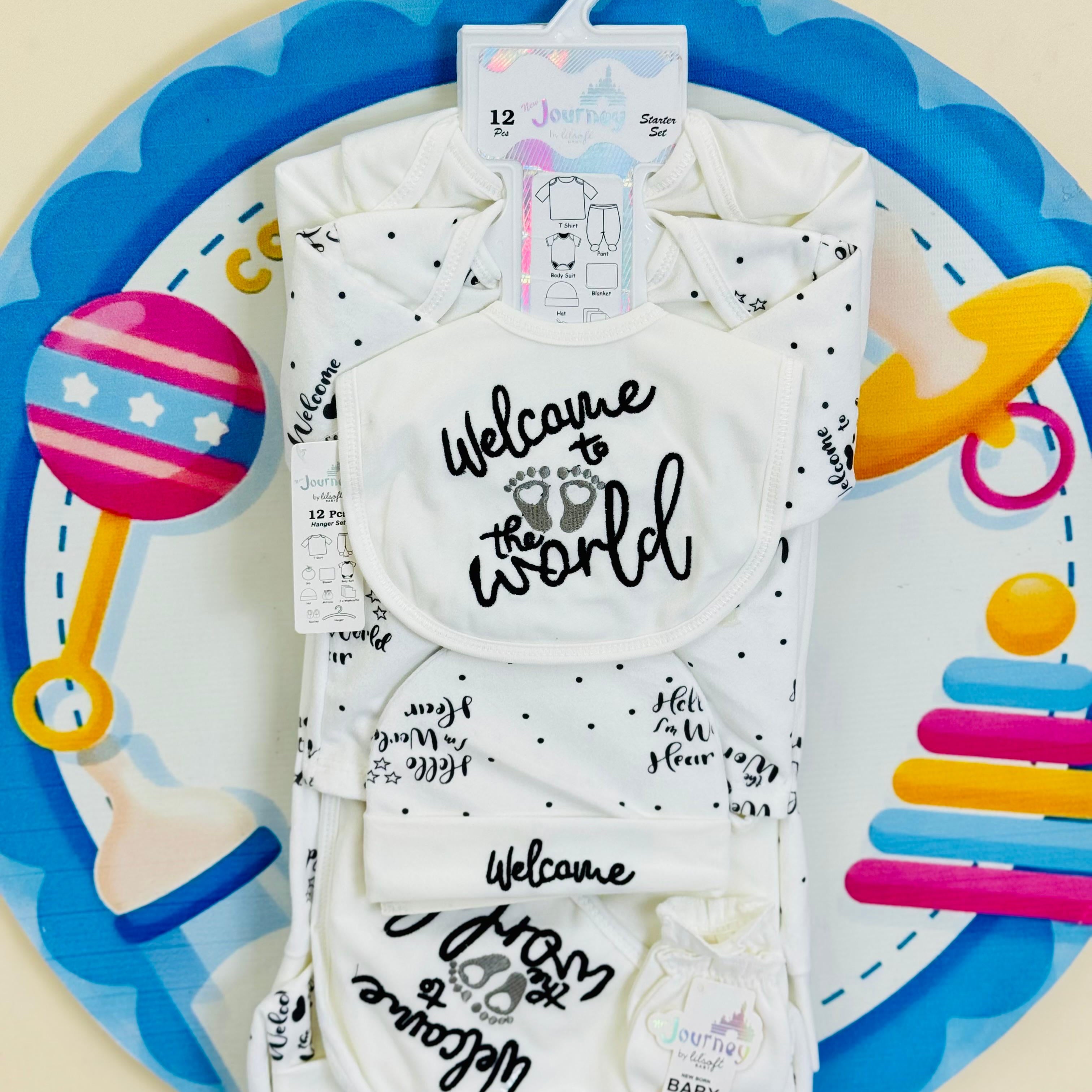 🧸❄️ 12 Pcs Winter Fleece Baby Starter Set – Welcome to the World, Little One! 🌍💖

Celebrate the arrival of your newborn with love, warmth & care 🤱. Our premium 12-piece fleece collection is designed with a special “Welcome to the World” theme – making it the perfect gift for new parents and their little bundle of joy. Soft, cozy, and gentle on delicate skin, this set has everything needed for the perfect start.

👶 What’s Inside (12 Pieces):

👕 1 Warm Shirt
👖 1 Cozy Trouser
🍼 1 Soft Bib
🧢 1 Cute Cap