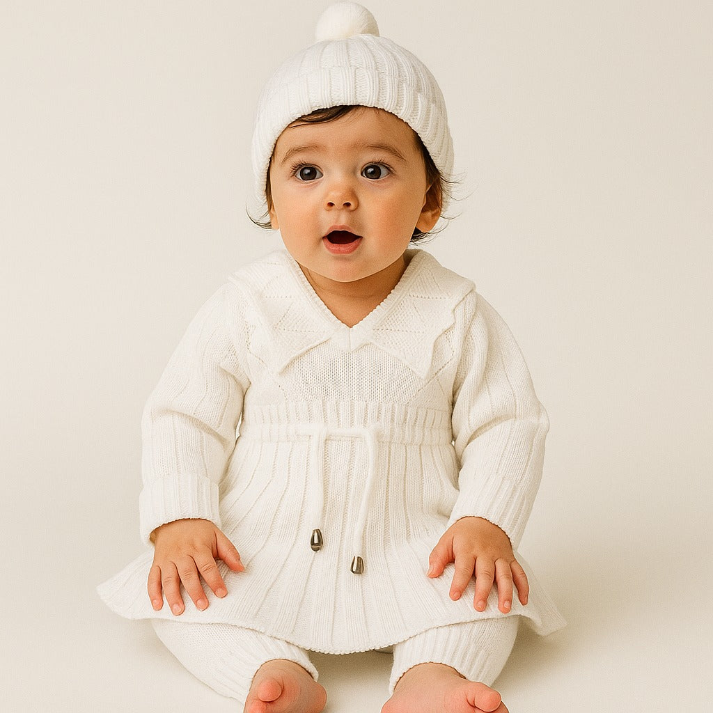 Woolen baby Frock suit with Cap