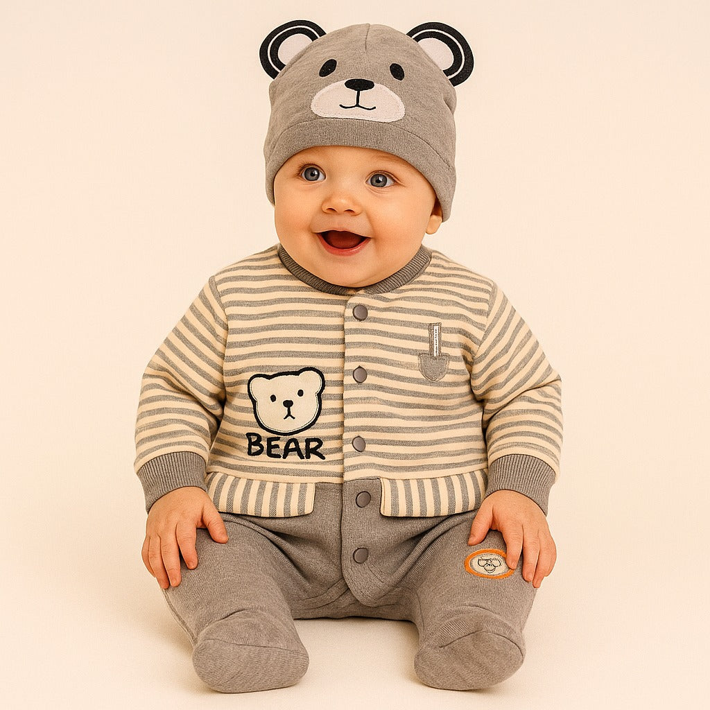 Quilted Winter Rompers with cap n socks(0-3months)