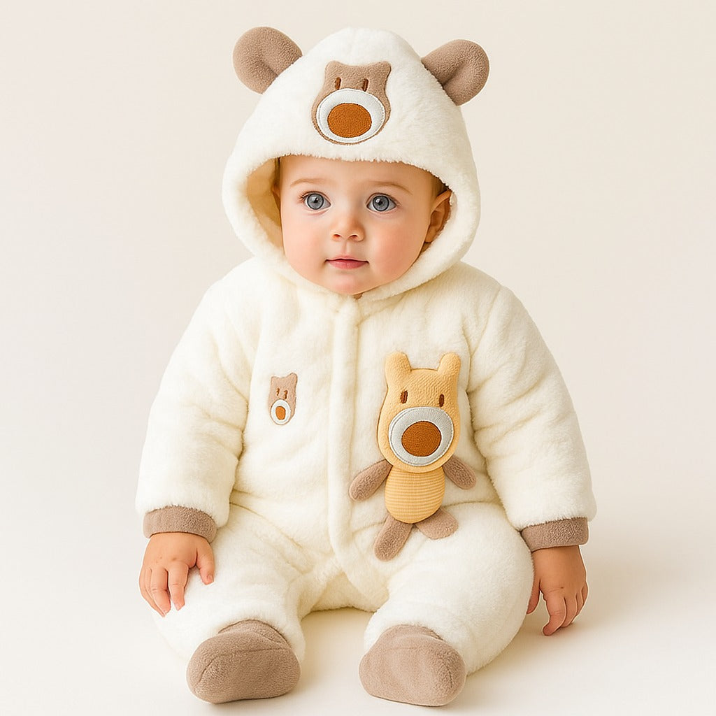 Quilted Fur Winter Rompers – Cozy & Stylish(0-6 months)