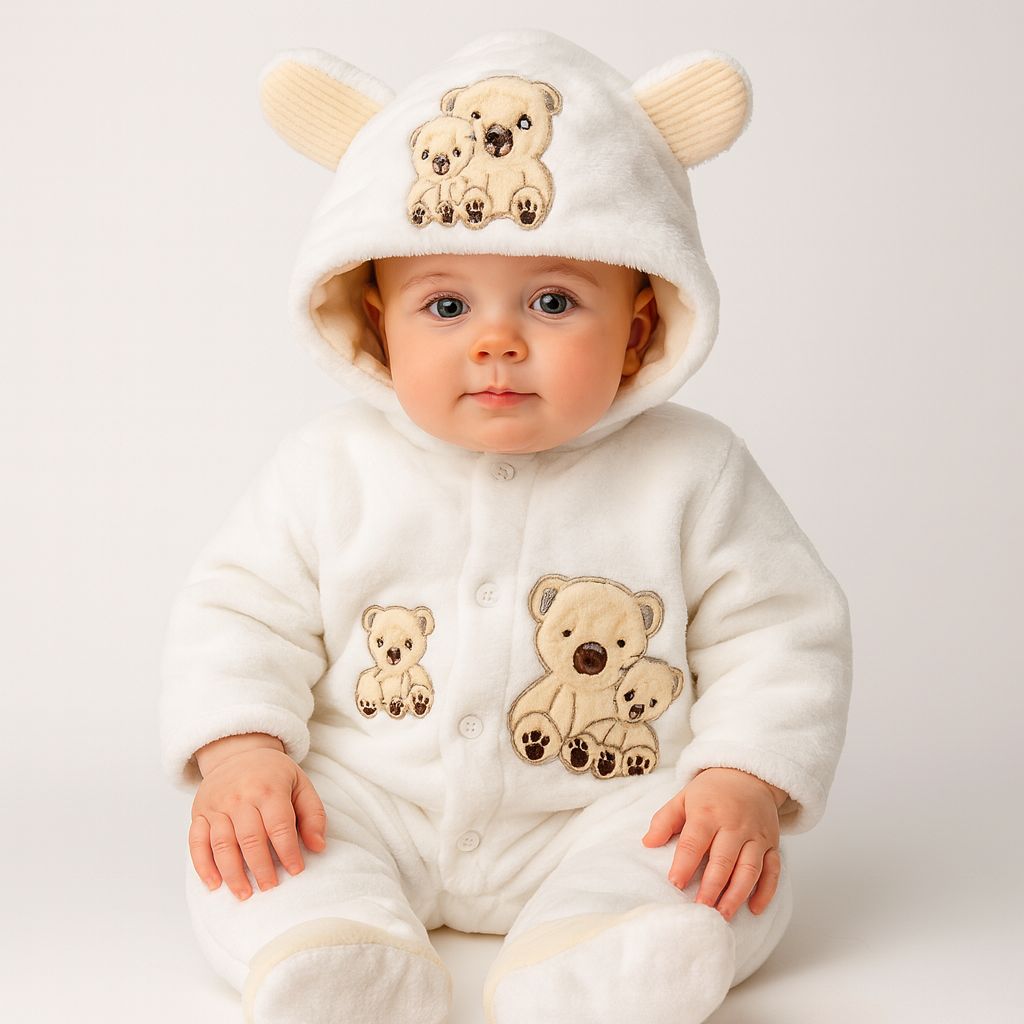 Quilted Fur Winter Rompers – Cozy & Stylish(0-6 months)