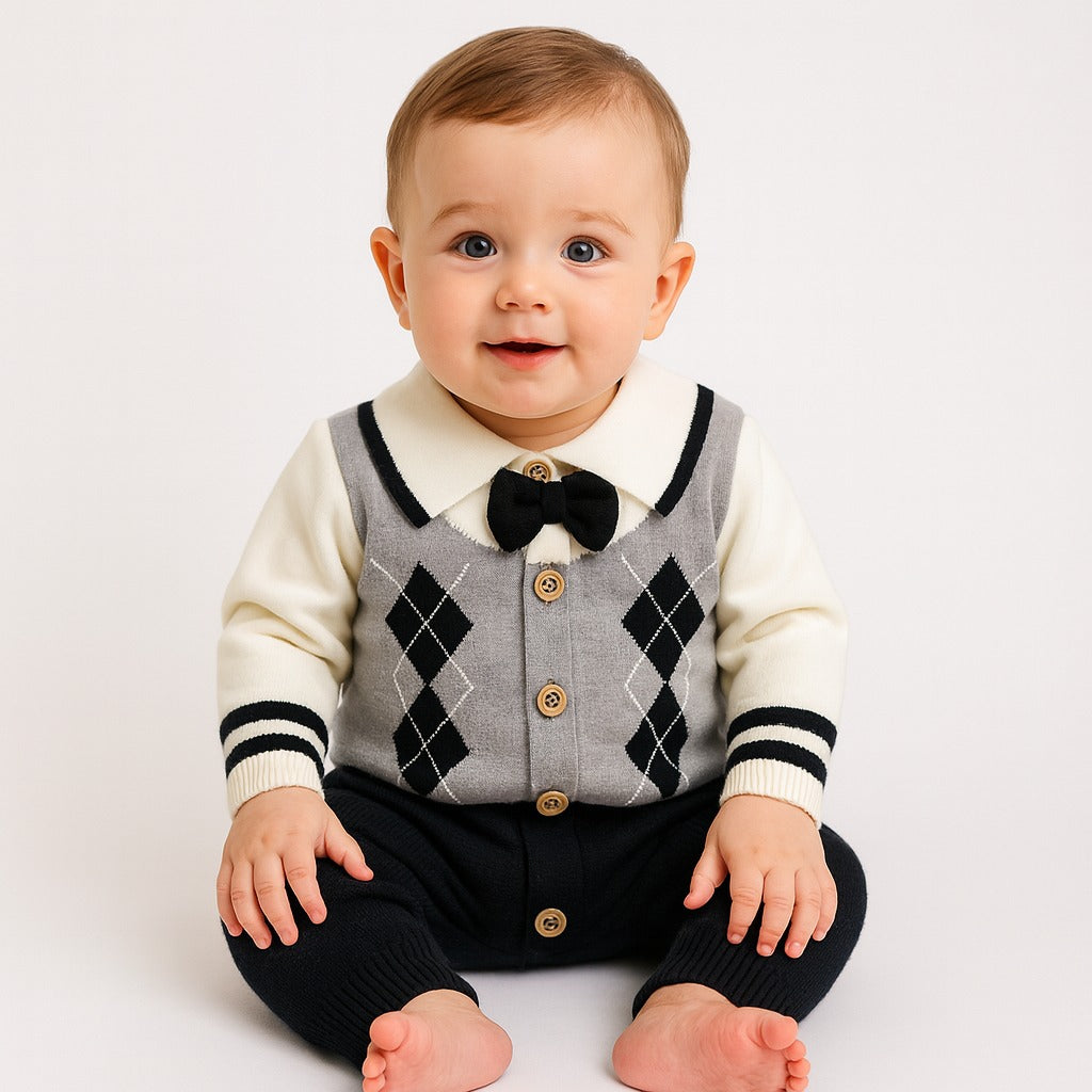 Imported Woolen Baby Rompers Black