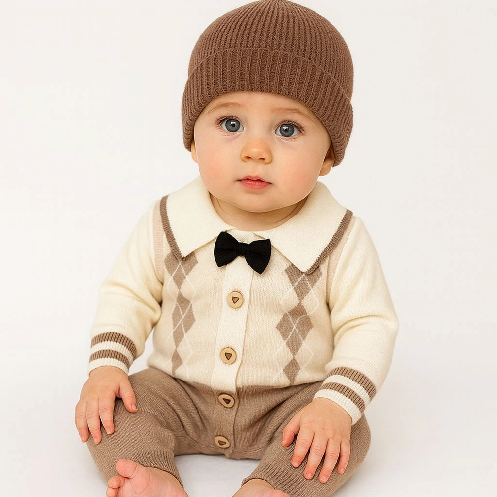Imported Woolen Baby Rompers with cap