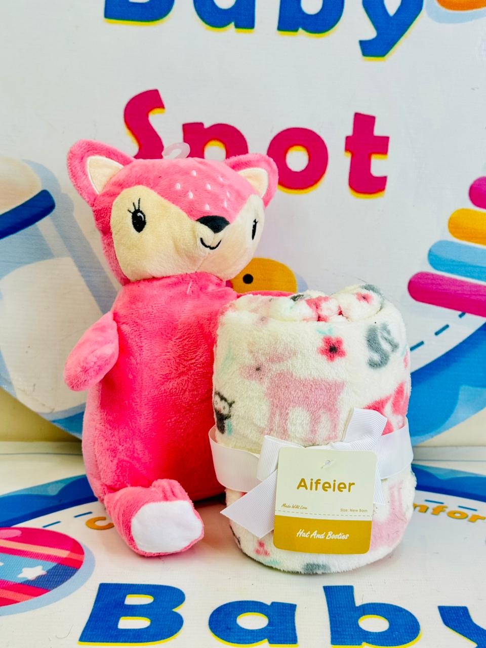 🧸 Hudson Baby Blanket with Stuff Toy