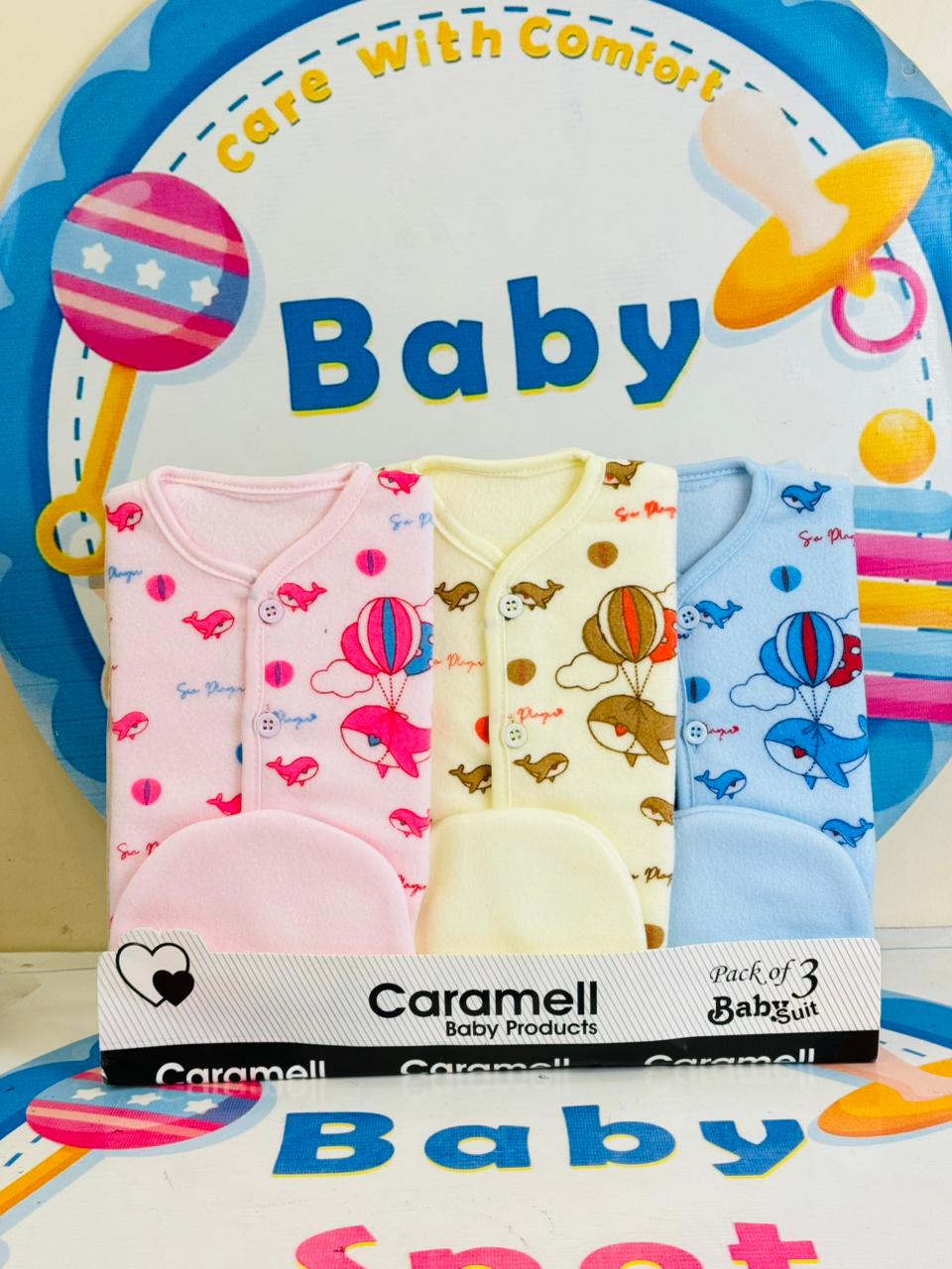 Winter Baby Suits Set – Pack of 3 with Matching Cap