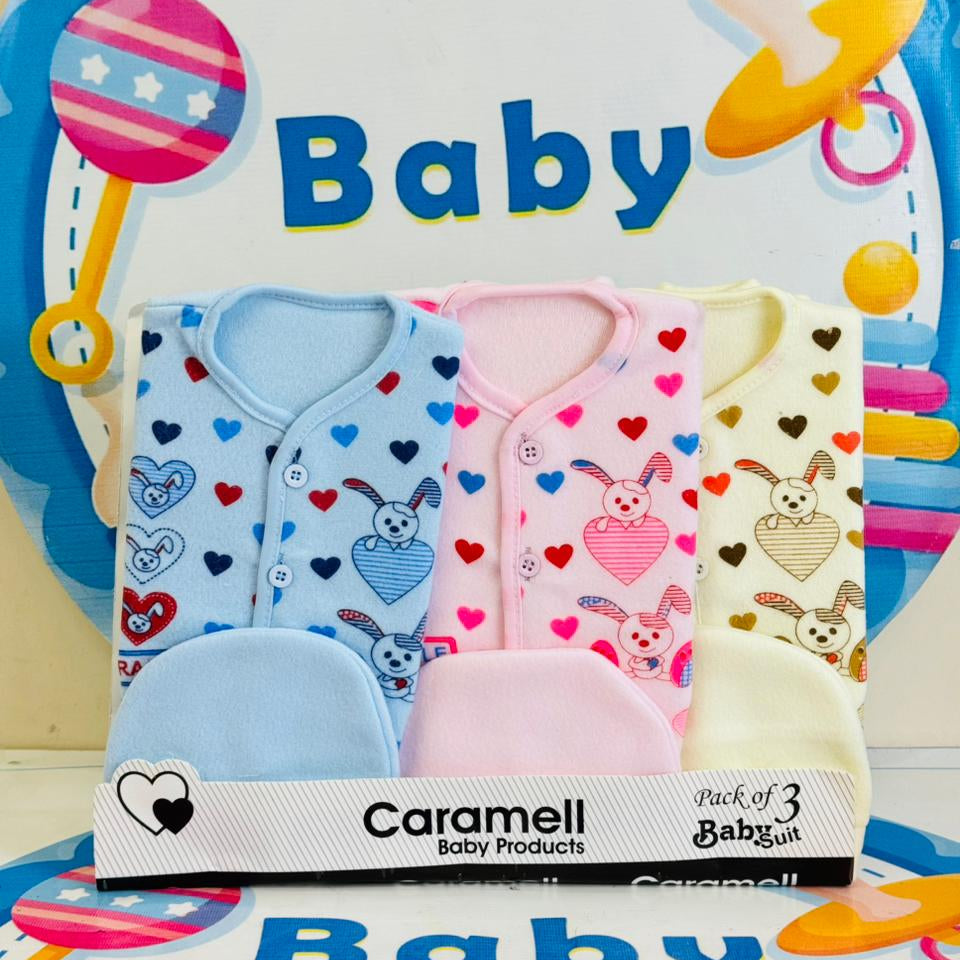 Winter Baby Suits Set – Pack of 3 with Matching Cap