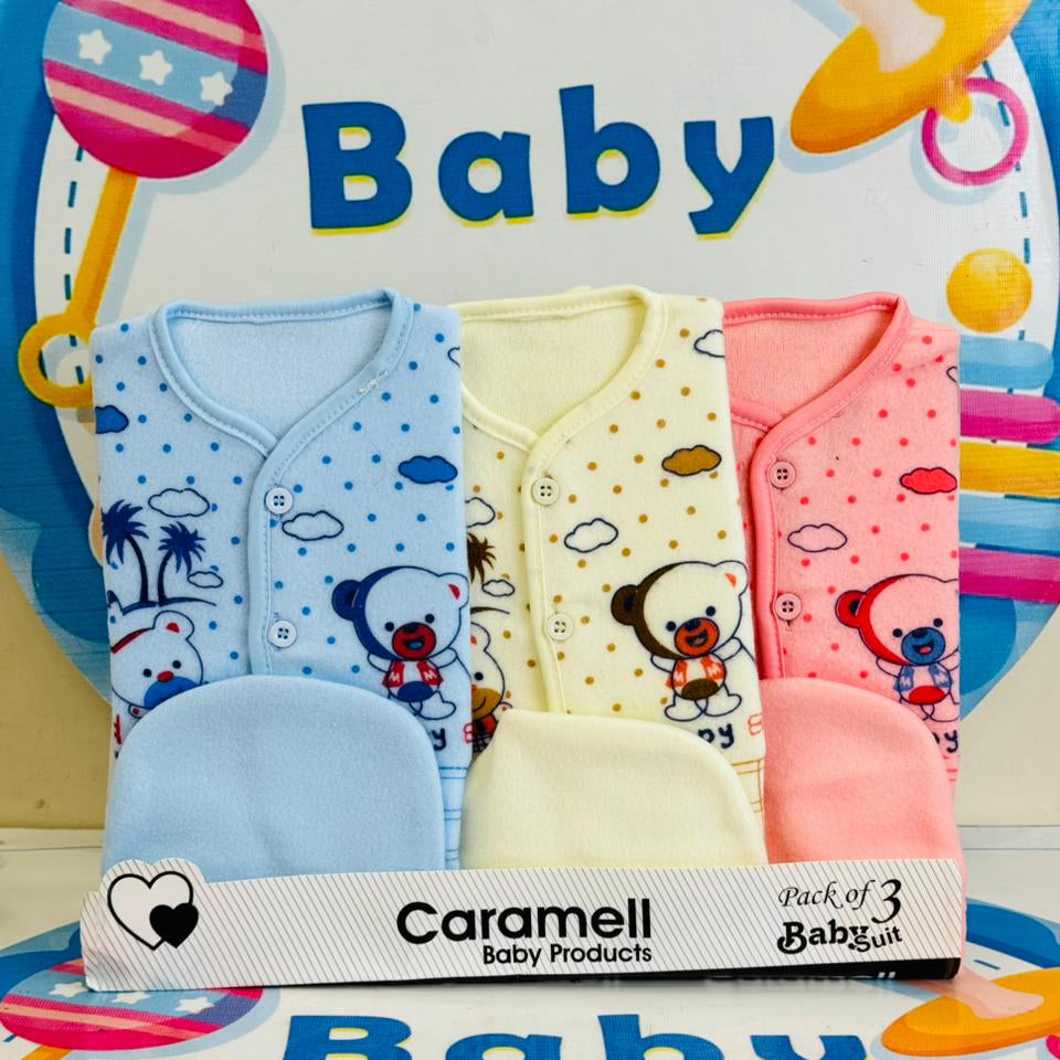 Winter Baby Suits Set – Pack of 3 with Matching Cap