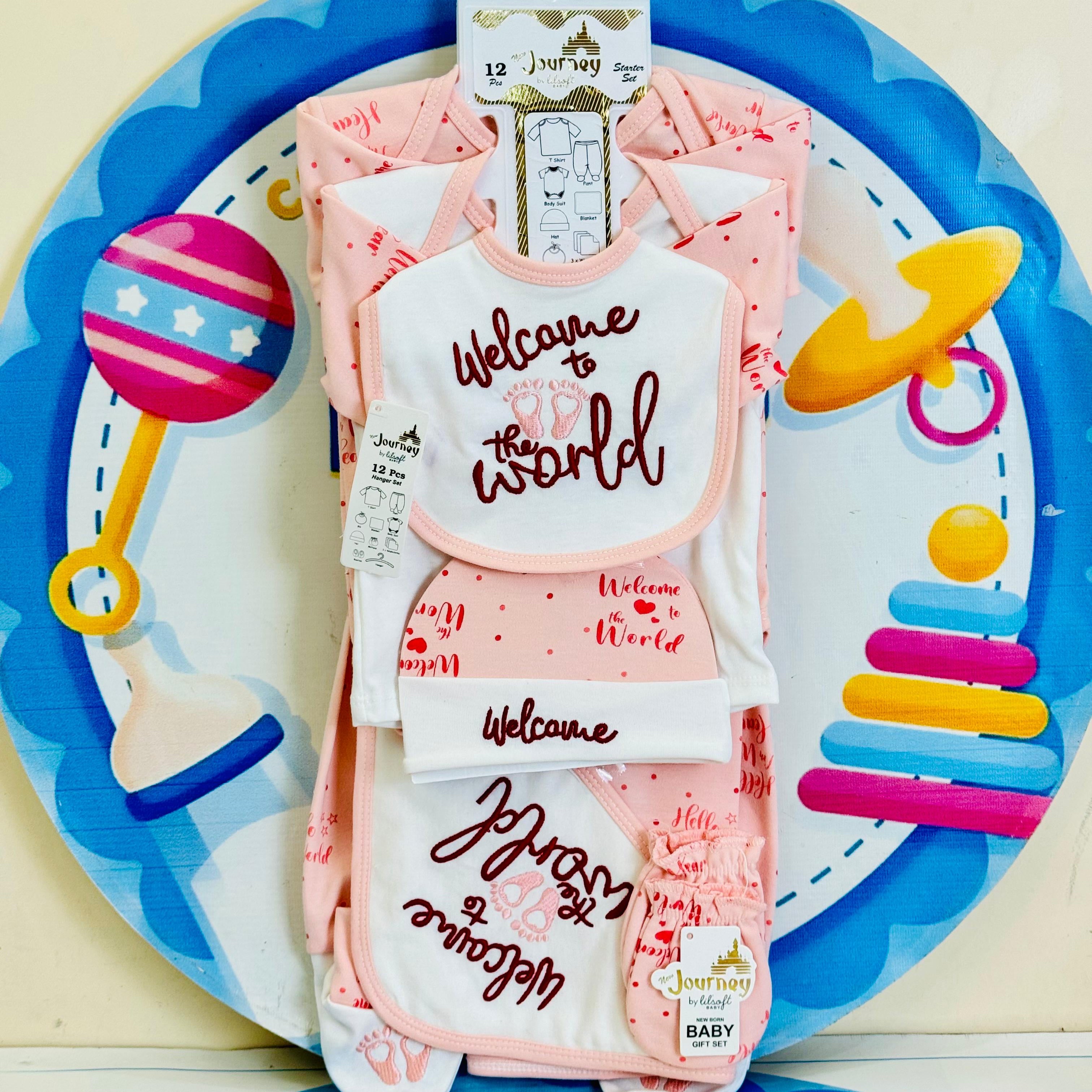 12 pcs baby starter set collection (Pink)