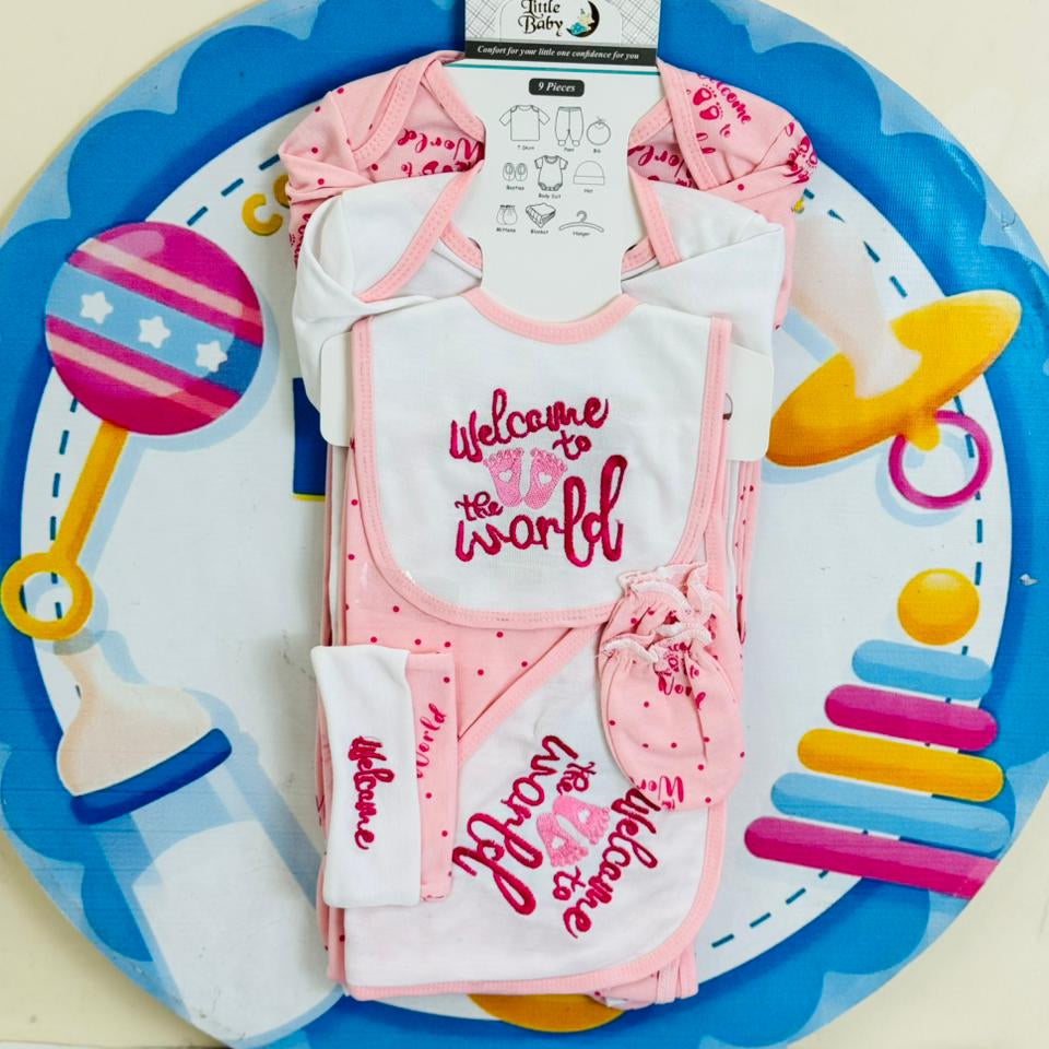 9 pcs baby starter set collection (Pink)