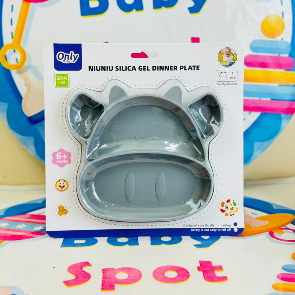 6🐮 Baby Silicone Feeding Plate – Moo Shape