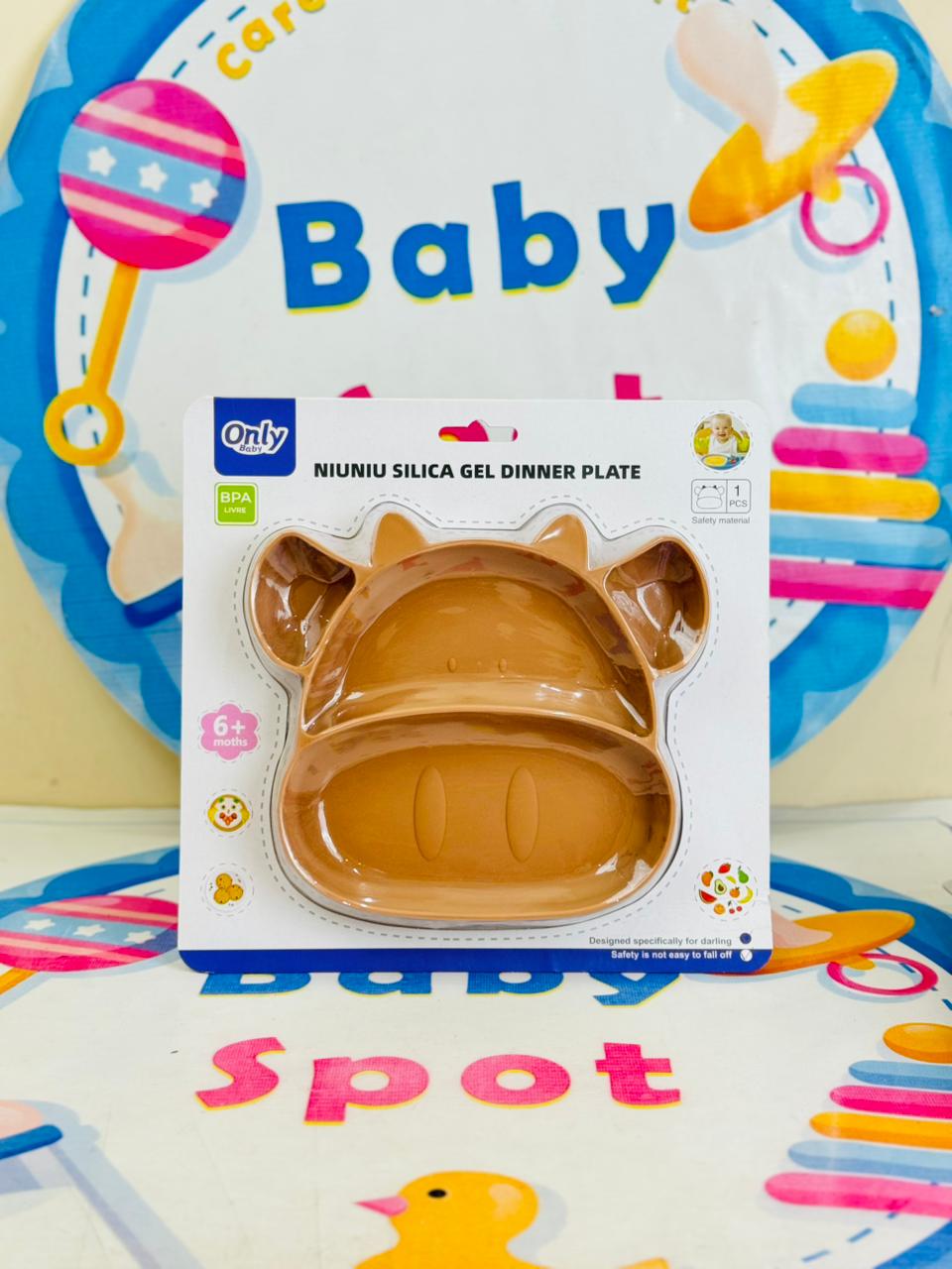 🐮 Baby Silicone Feeding Plate – Moo Shape