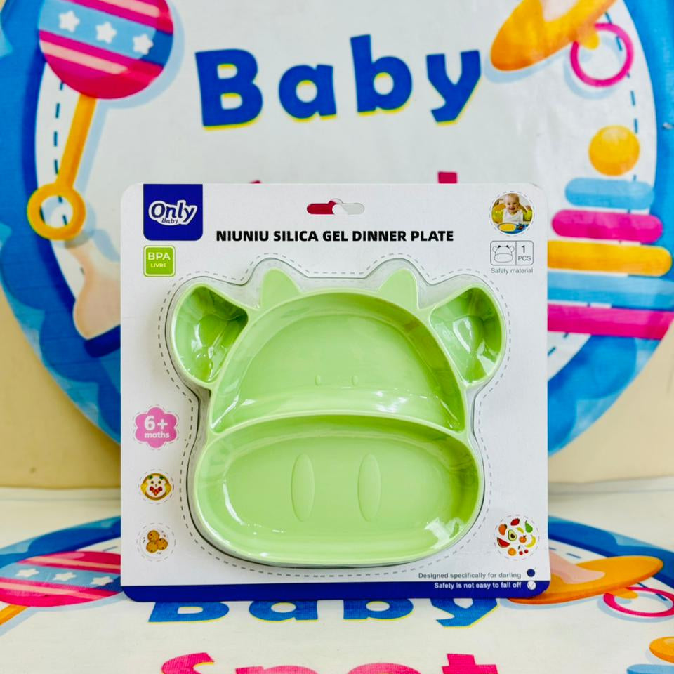 🐮 Baby Silicone Feeding Plate – Moo Shape