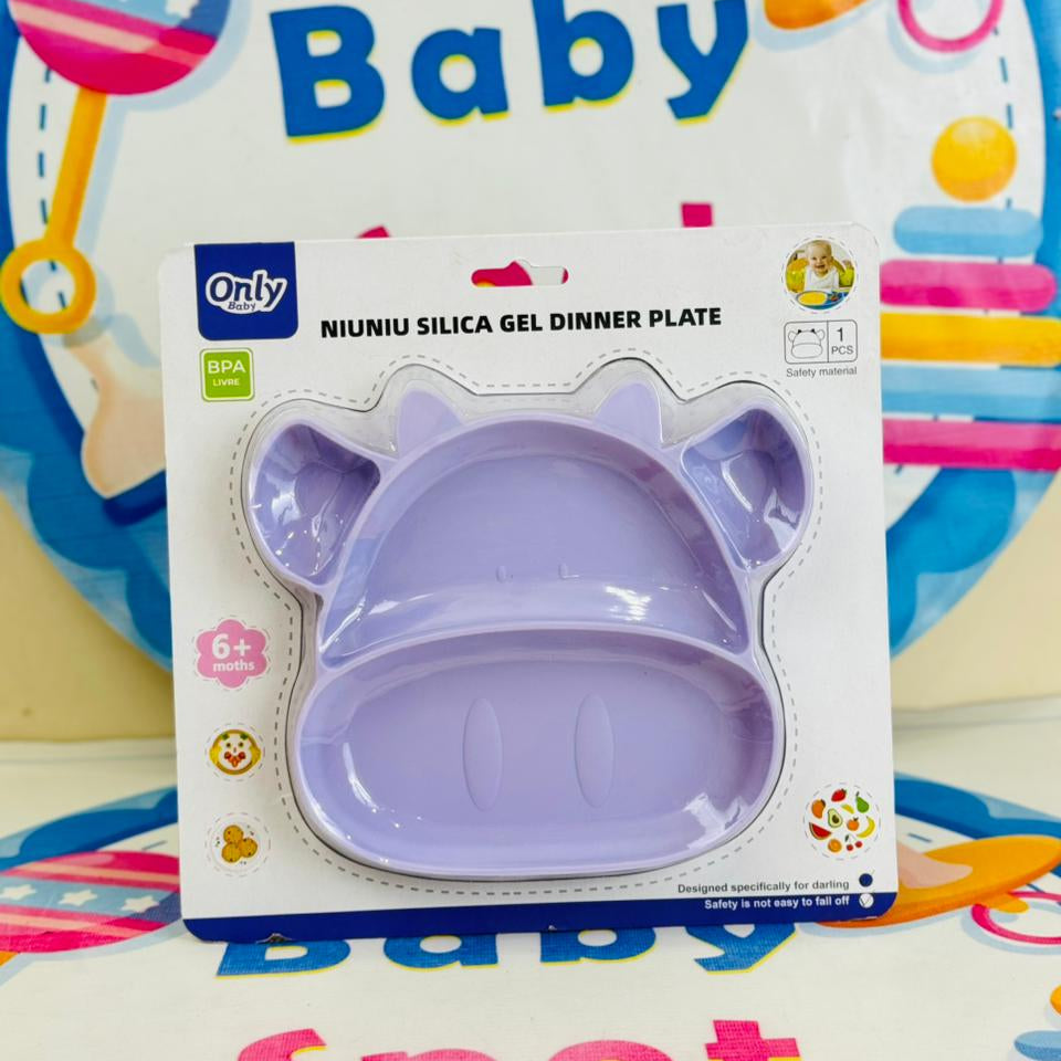 🐮 Baby Silicone Feeding Plate – Moo Shape