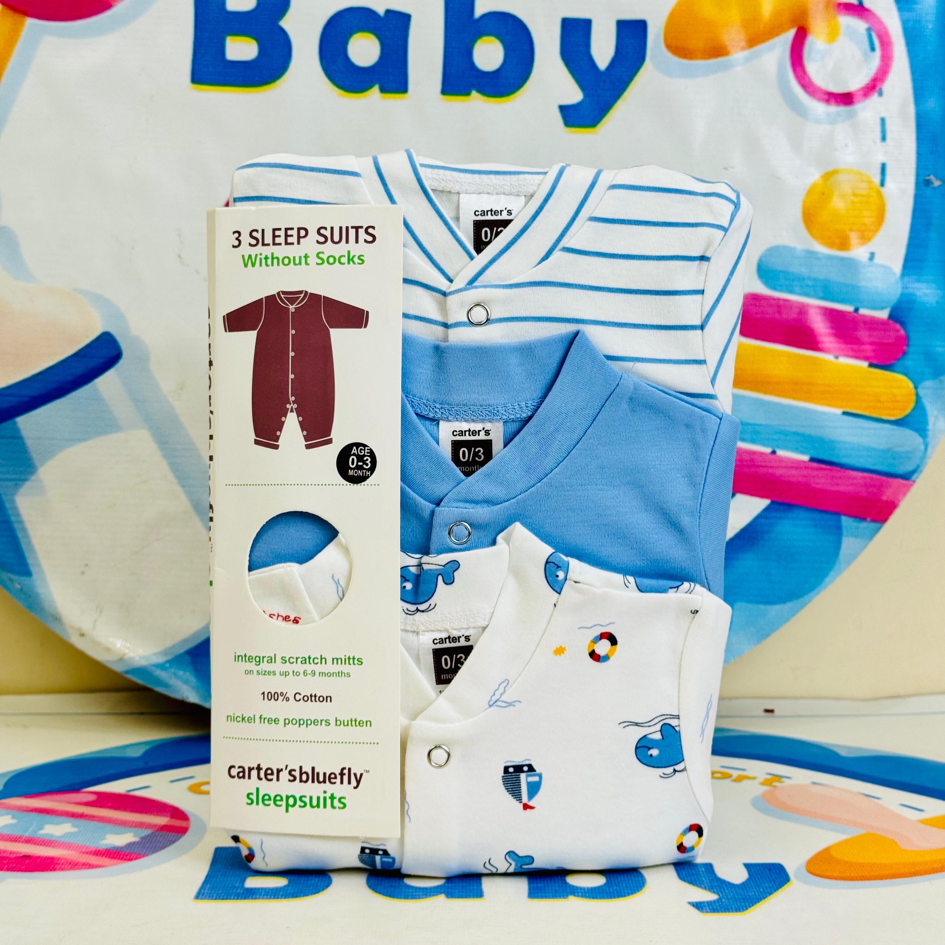 Carters Pack of 3 Sleep Suit Rompers Collection SB (Open Feet)