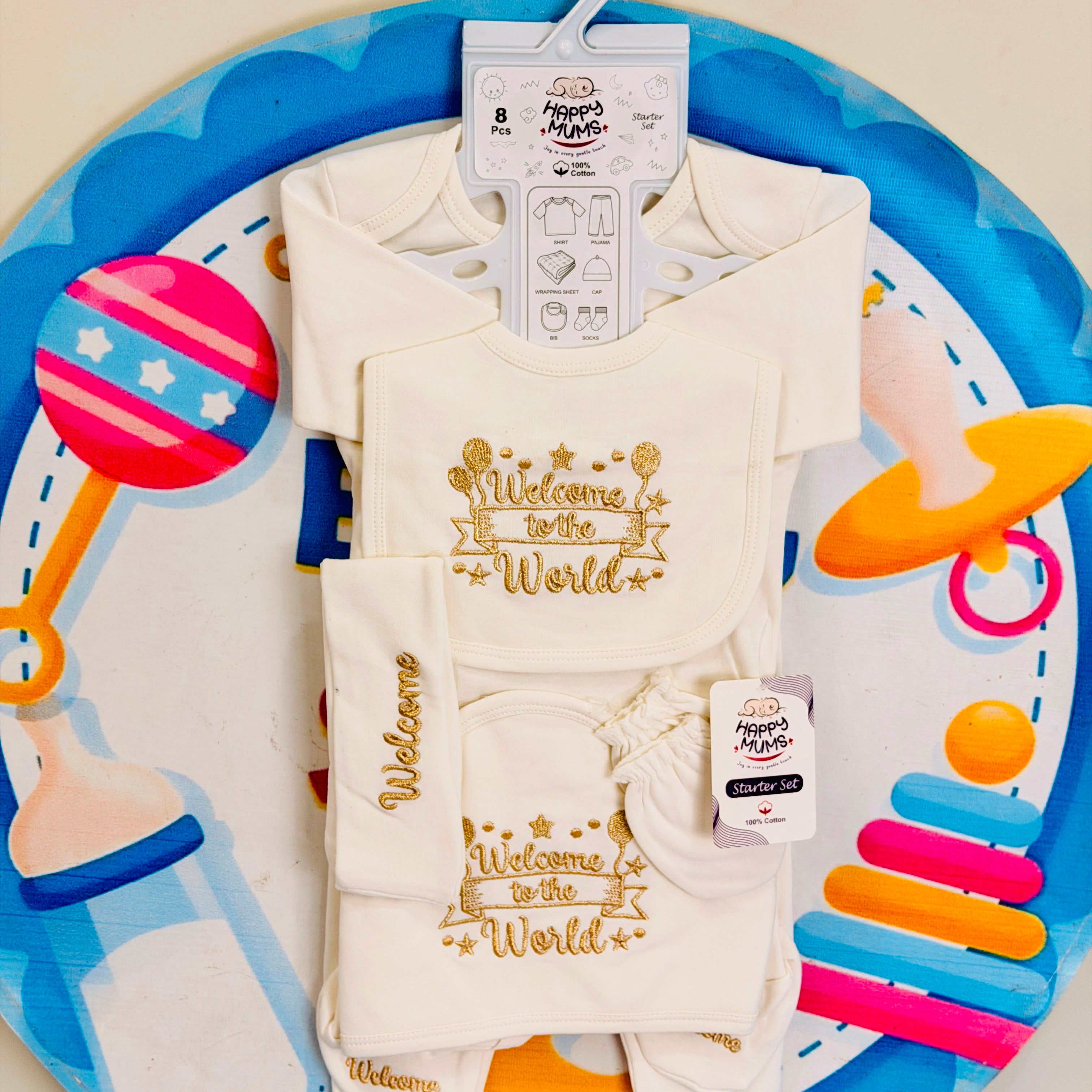 8 pcs baby starter set collection (White Gold)