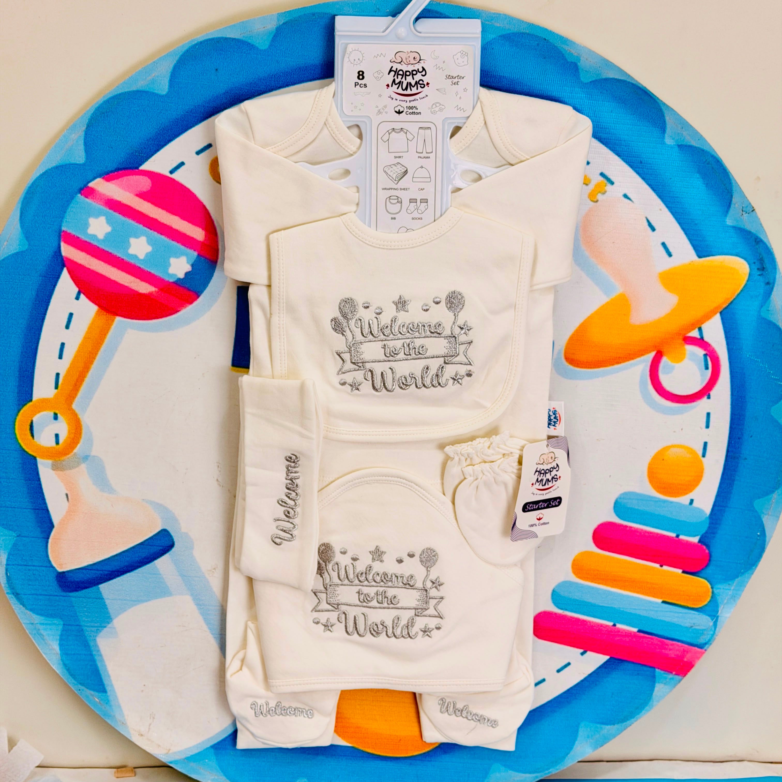 8pcs baby starter set collection (White Silver)
