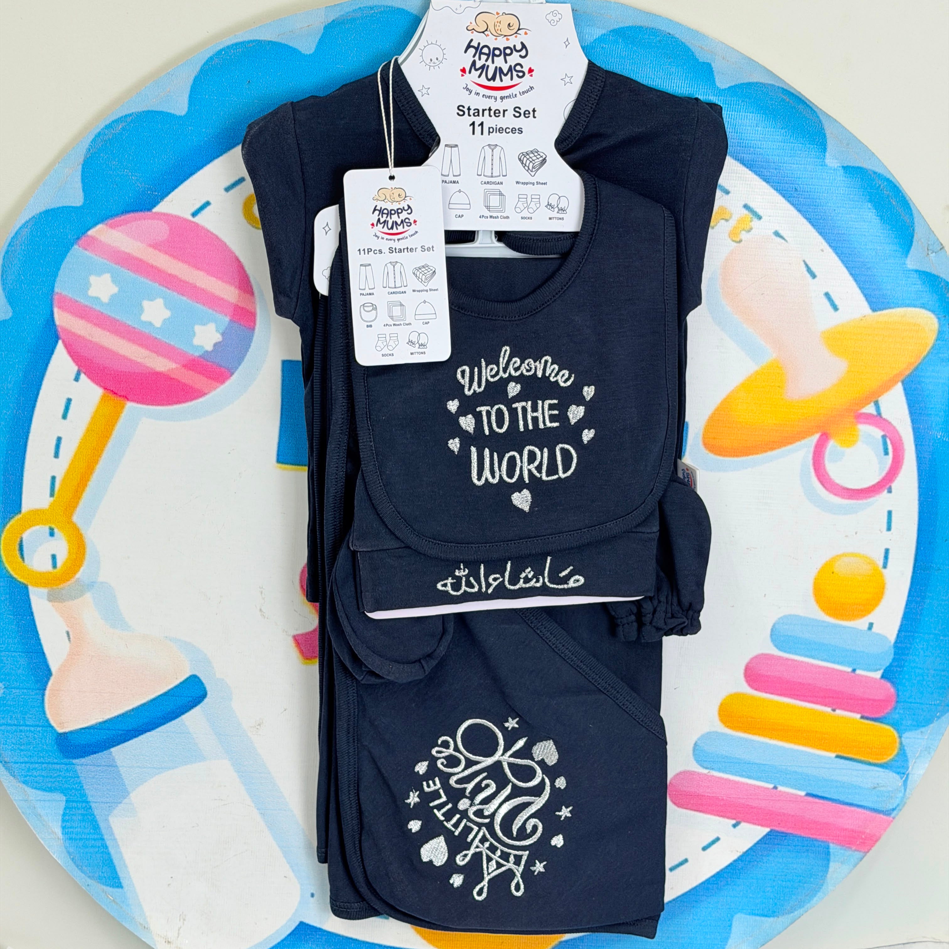 11 pcs baby starter set collection (Navy)