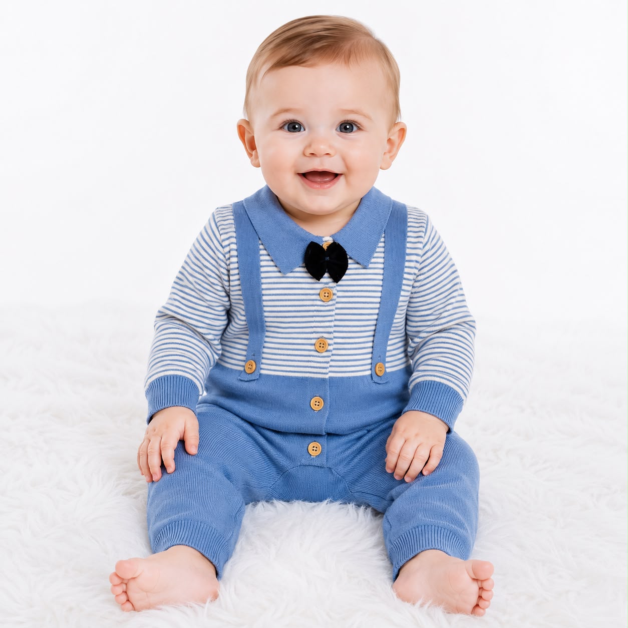 Imported Woolen Baby Rompers Tux(Blue)