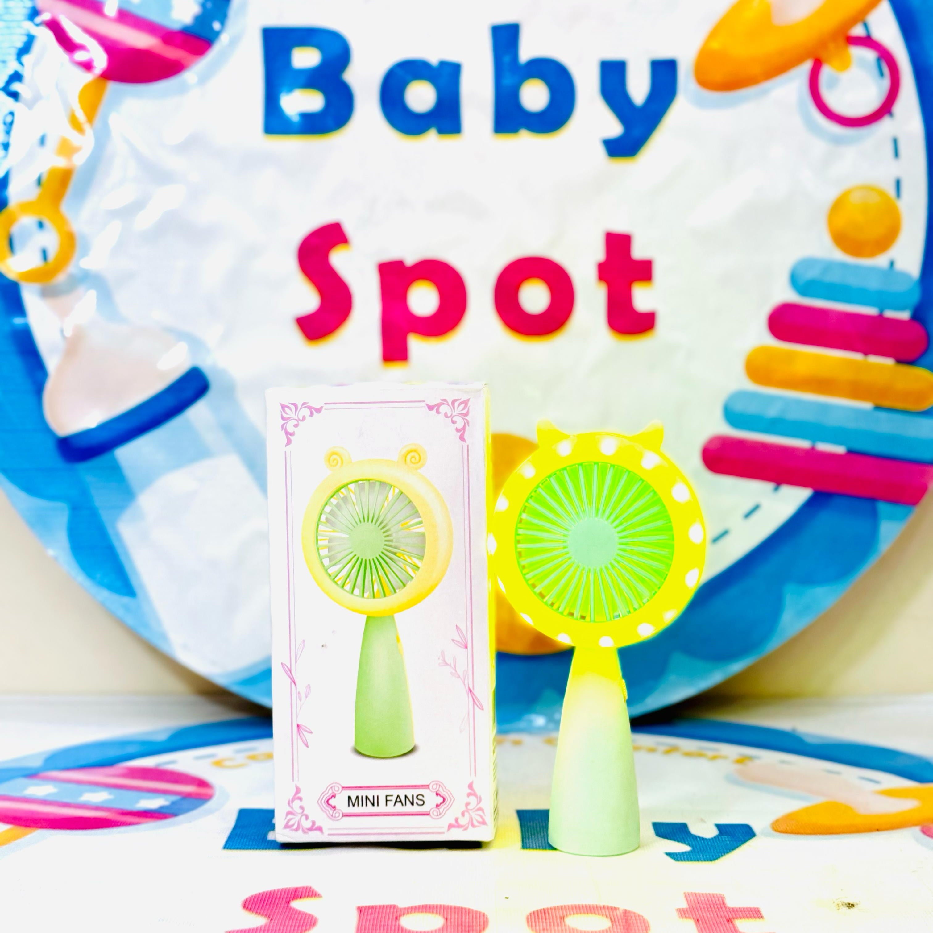 Buy imported rechargeable mini hand fans in Pakistan – perfect for babies, moms, and travel use. Lightweight, portable, USB charging, and stylish designs. Available online at BabySpotOfficial.pk – trusted baby accessories store!