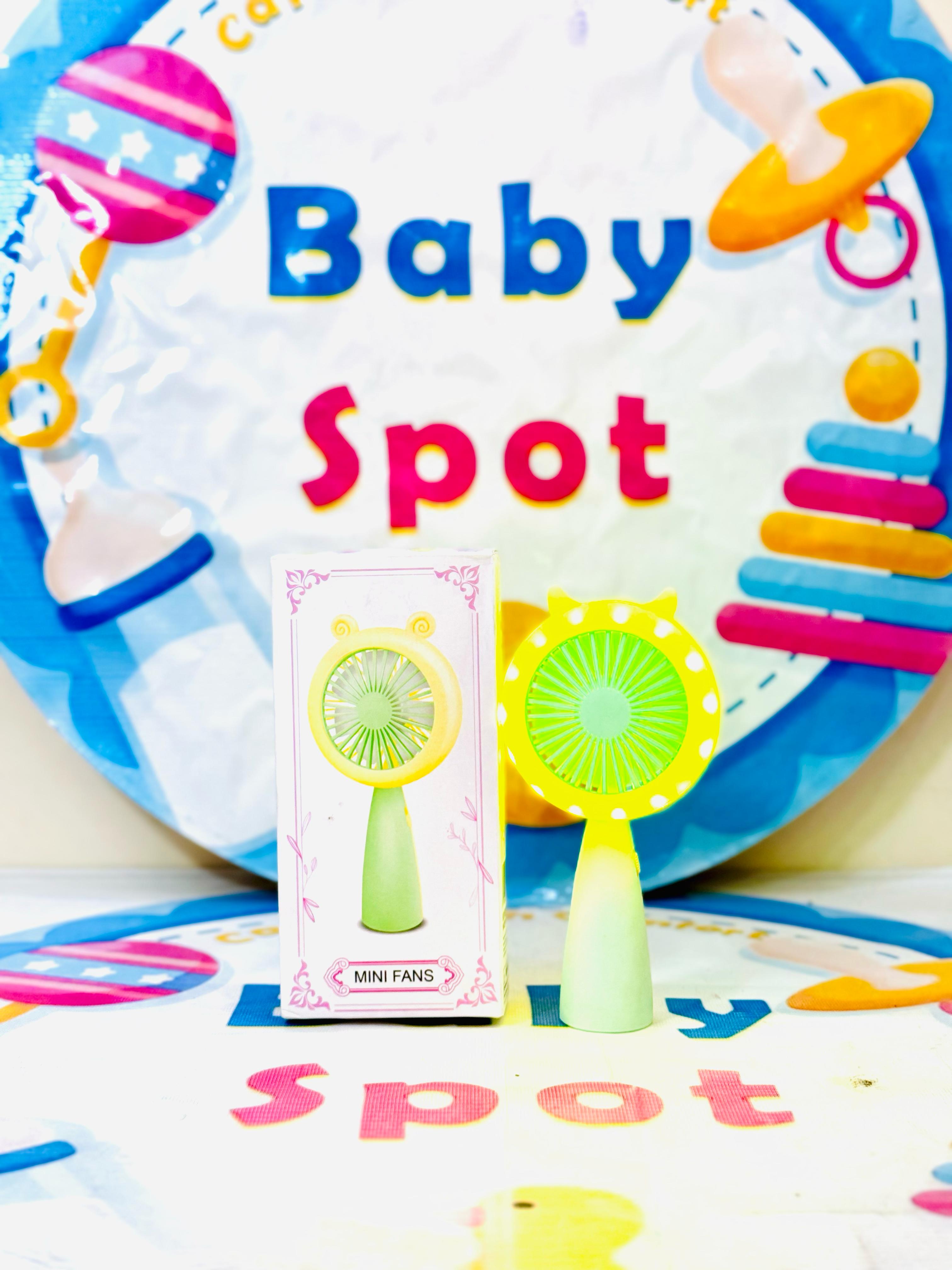 Buy imported rechargeable mini hand fans in Pakistan – perfect for babies, moms, and travel use. Lightweight, portable, USB charging, and stylish designs. Available online at BabySpotOfficial.pk – trusted baby accessories store!