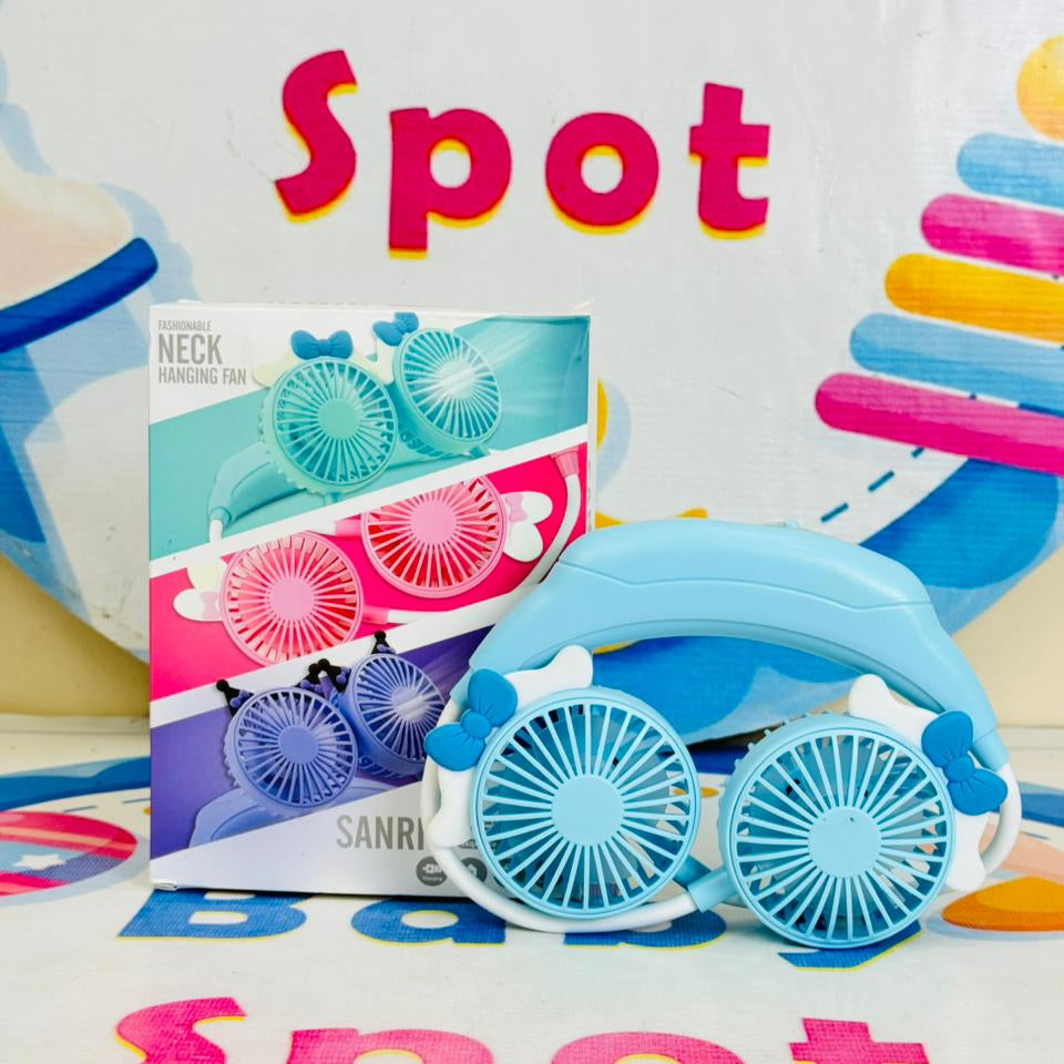 Stay cool wherever you go with this lightweight, hands-free USB Portable Neck Fan. Designed like stylish headphones, it delivers powerful airflow without the hassle.

Key Features:

Hands-free, comfortable neck design

Dual fans with 360° rotation for adjustable airflow

3-speed settings (low, medium, high)

Built-in 1200mAh rechargeable battery

Up to 4.5–8 hours of use per charge

Perfect for indoor &amp; outdoor activities

Specifications:

Charging time: 4 hours

Input: DC 5V/1A

Weight: 168g

Size: 290
