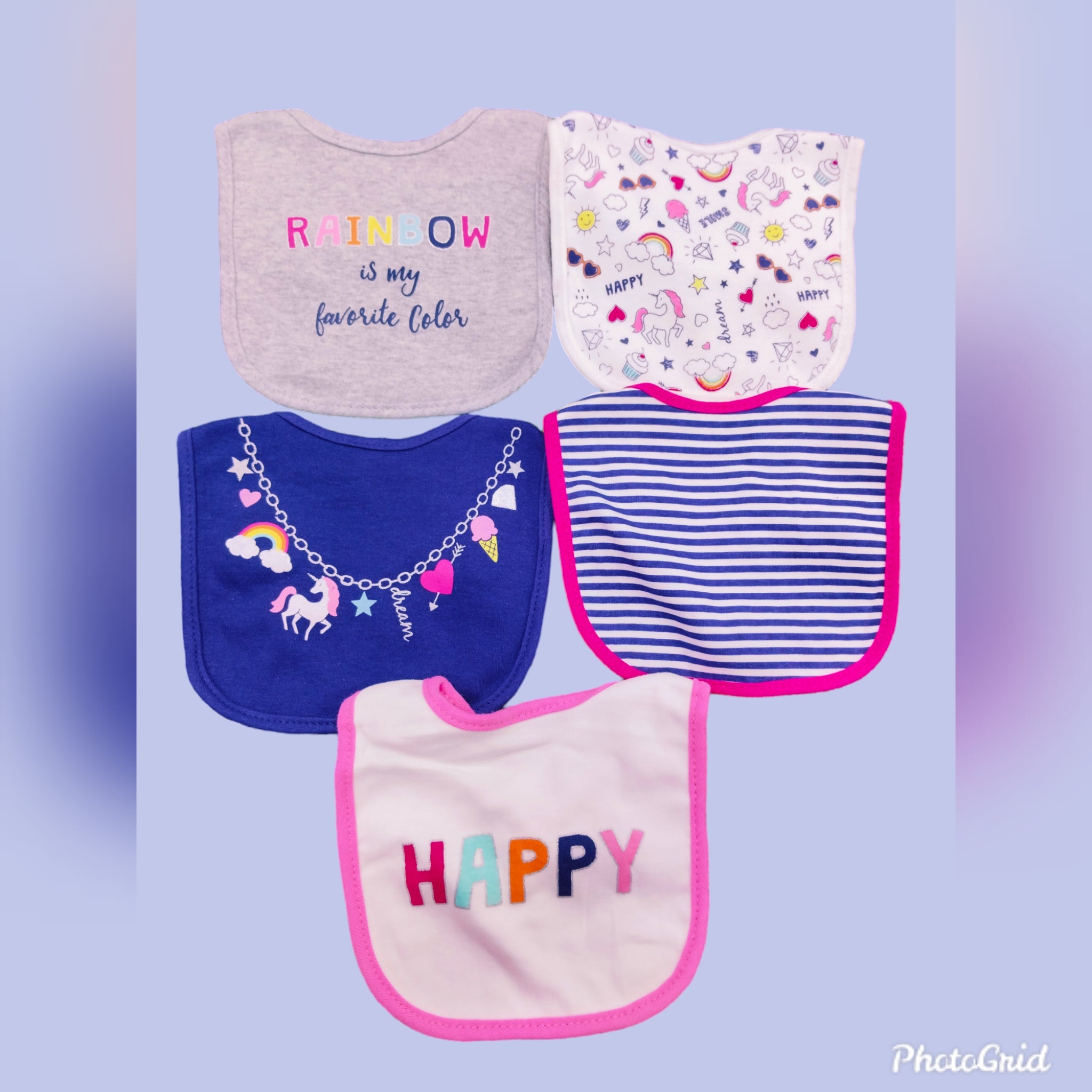 BABY BIBS-HUDSON BRAND-PACK OF 5