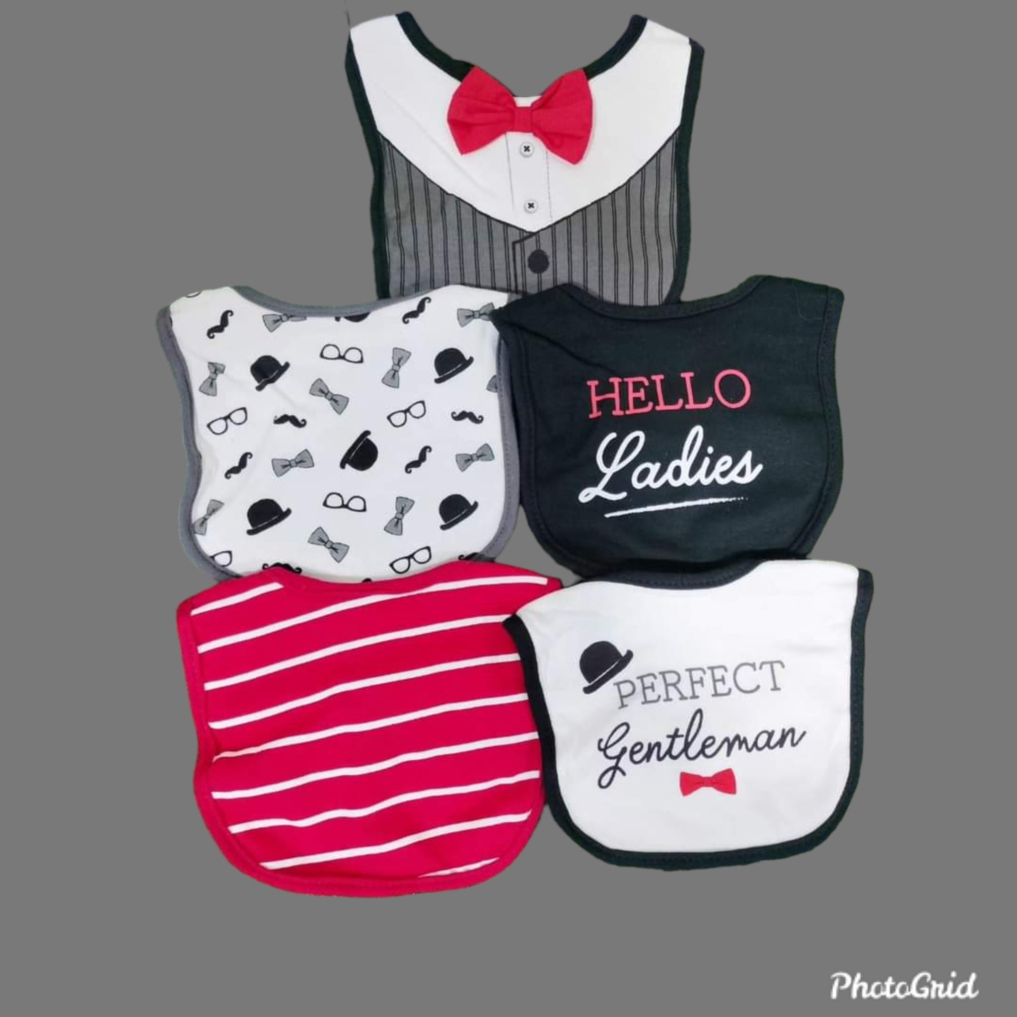 BABY BIBS-HUDSON BRAND-PACK OF 5