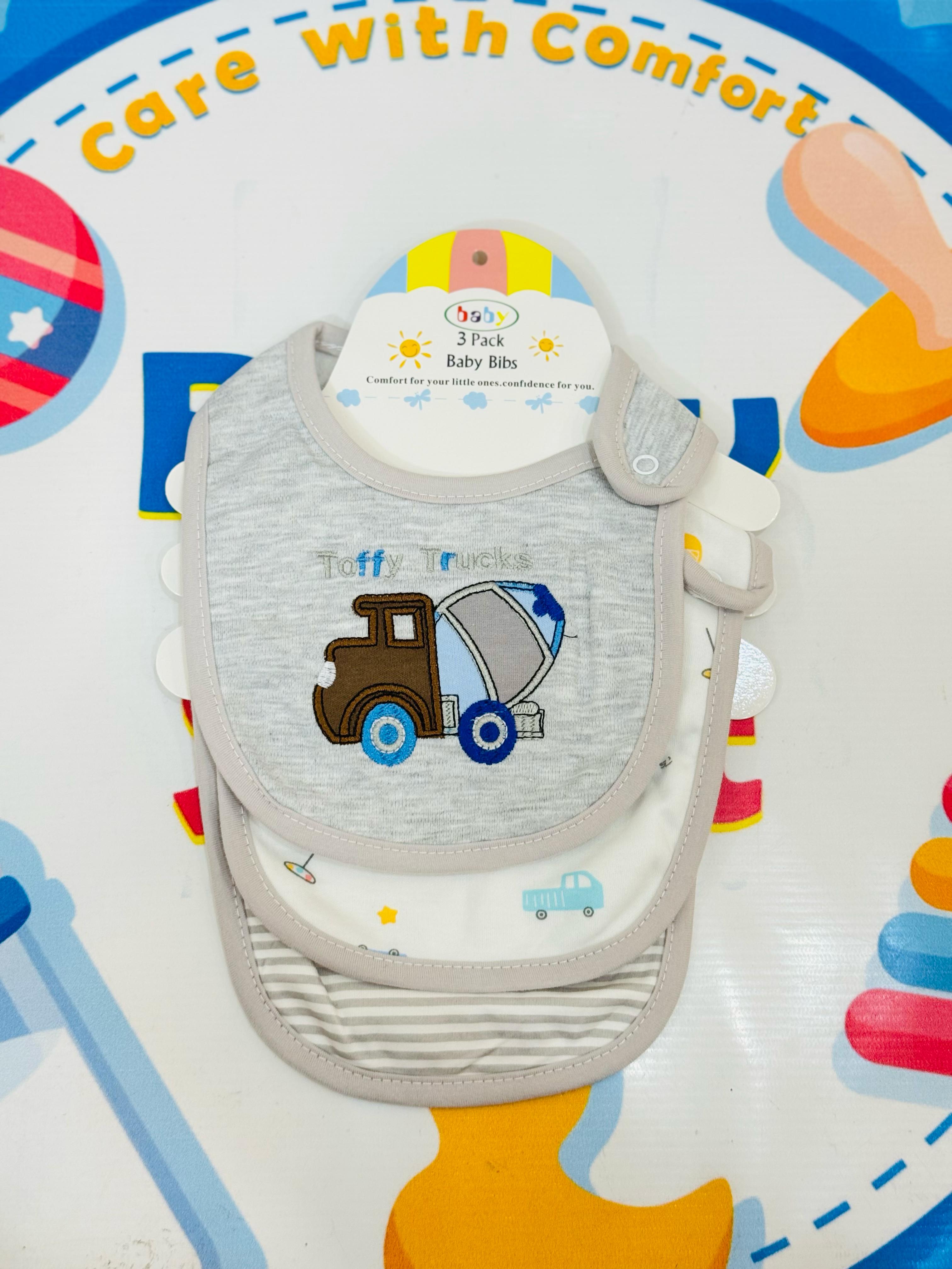 👶✨ Premium Baby Bibs Set of 3 – Thailand Quality 💯

Upgrade your baby’s mealtime in style with our imported baby bibs set, crafted with love and care from Thailand's finest babywear standards. Designed for maximum comfort, cleanliness, and cuteness!

🔹 Pack of 3 adorable bibs – perfect for daily use
🔹 Soft, skin-friendly & absorbent material
🔹 Cute character designs in baby girl, boy & unisex themes
🔹 Easy snap-on closure for a secure and comfy fit
🔹 Durable stitching & washable fabric – long-lasting