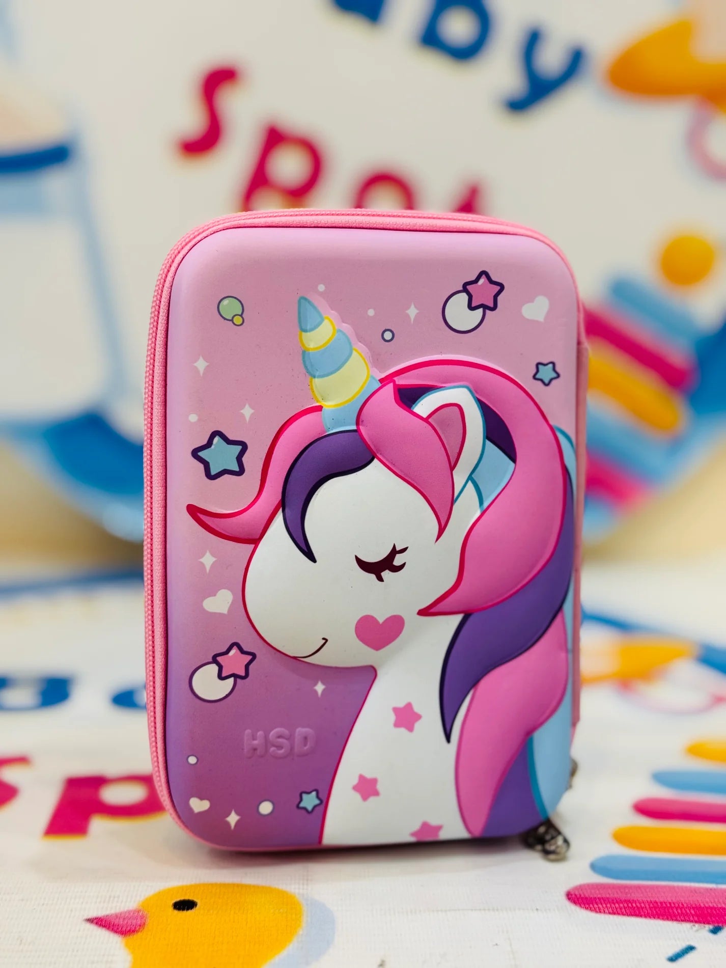 Unicorn Pencil Case 3D Embossed On Fiber